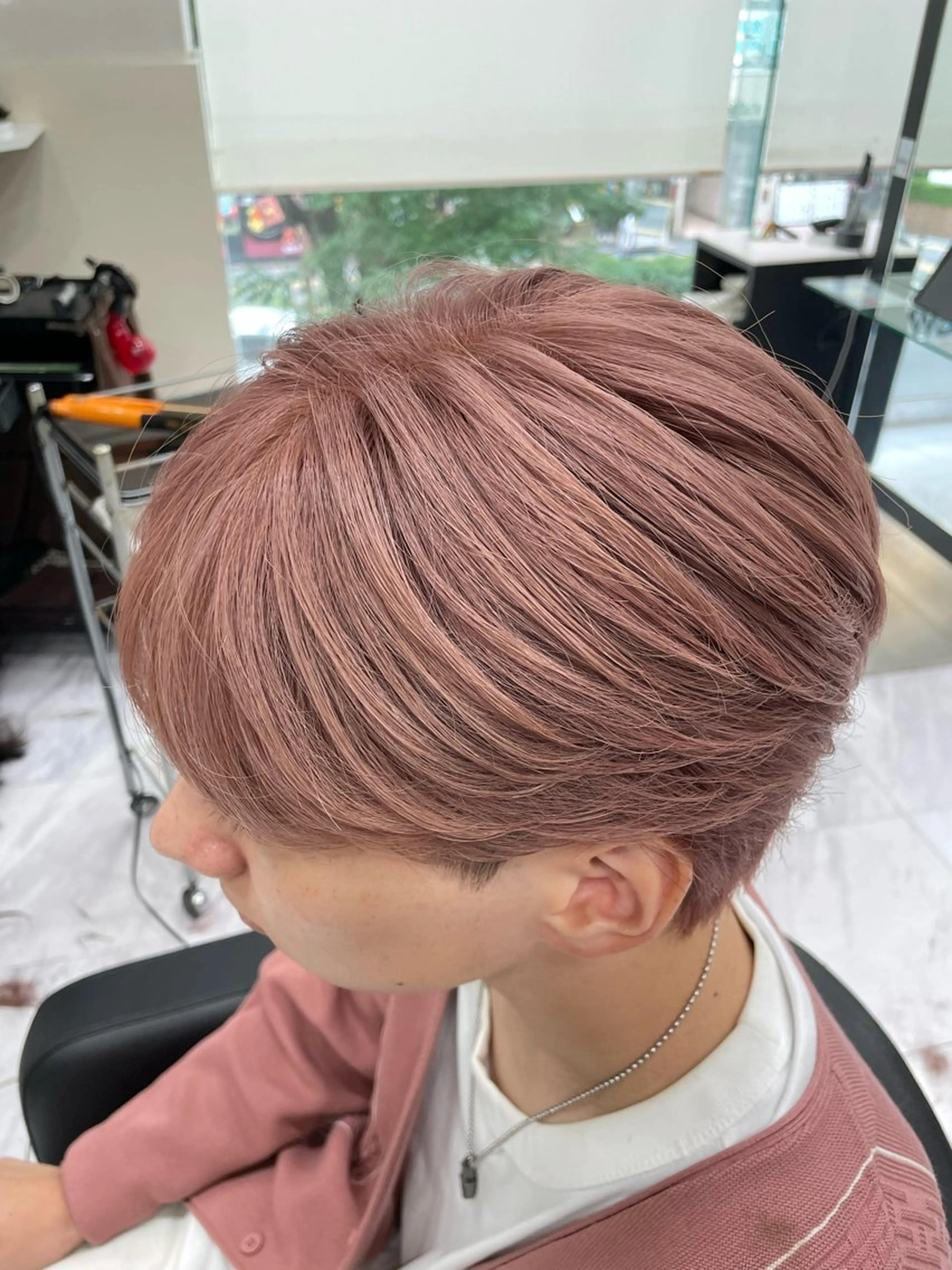 カラー メンズ ベージュカラー ピンクカラー ピンクベージュ カット ヘアカラー 🐥くまがい💛 ダブルカラー／パーマのヘアスタイル