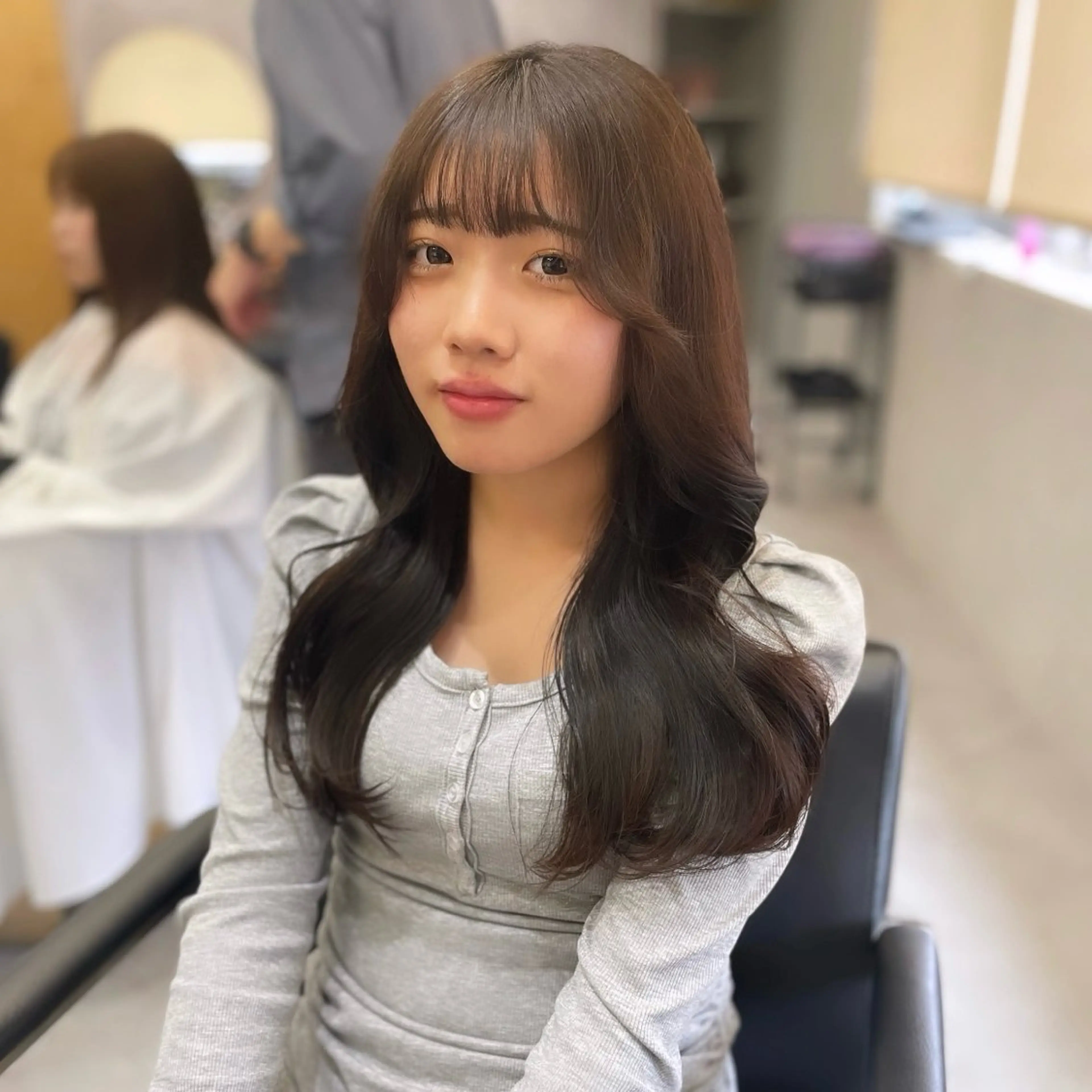 ロング カラー グレージュ くびれヘア 顔周りカット 韓国風ヘア レイヤーカット カット ヘアカラー Rui/透明感カラー 暖色/レイヤーカットのヘアスタイル