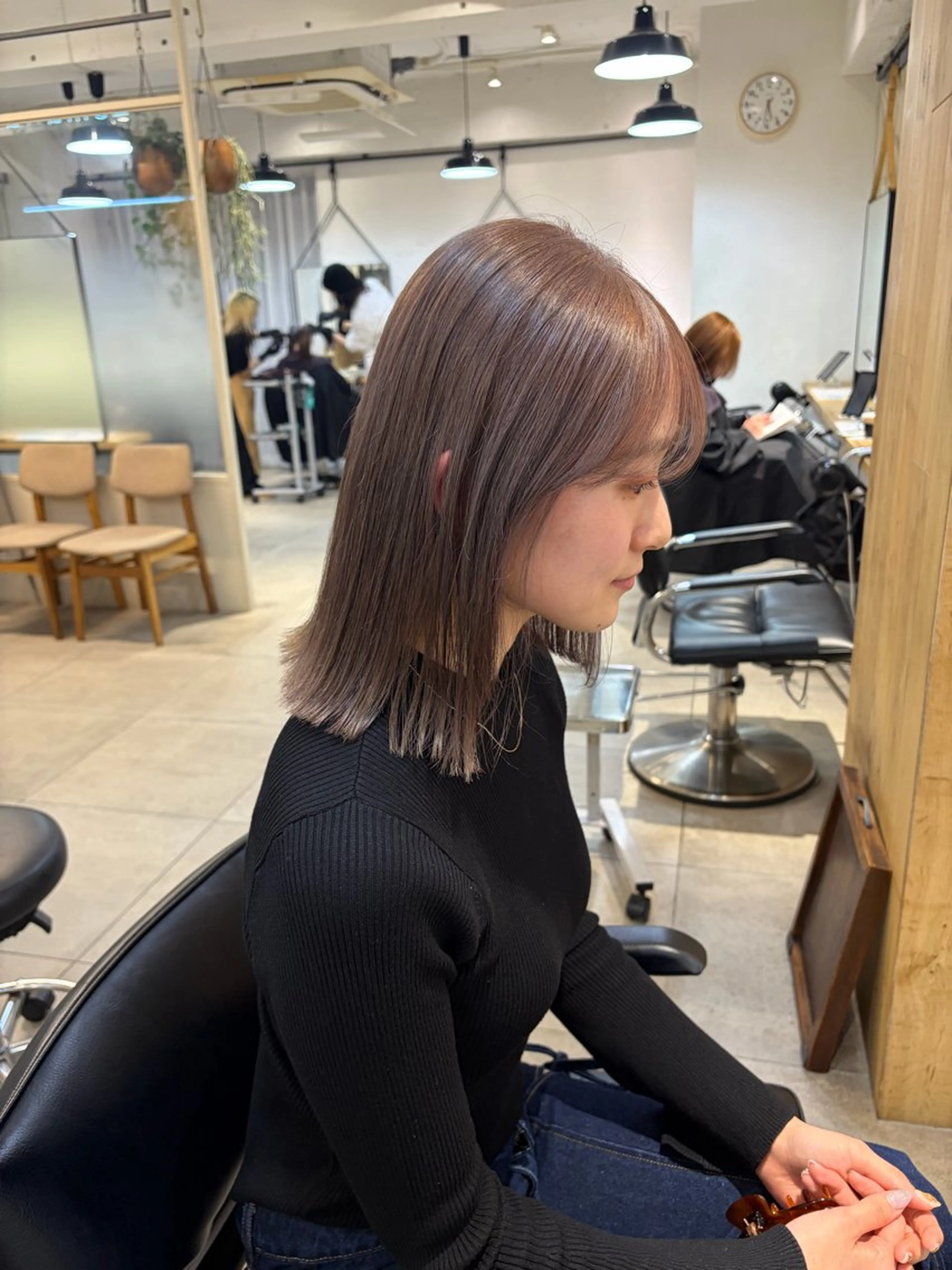 ミディアム カラー ヘアカラー トリートメント じゅわっと暖色カラー 🍊Moemiのヘアスタイル