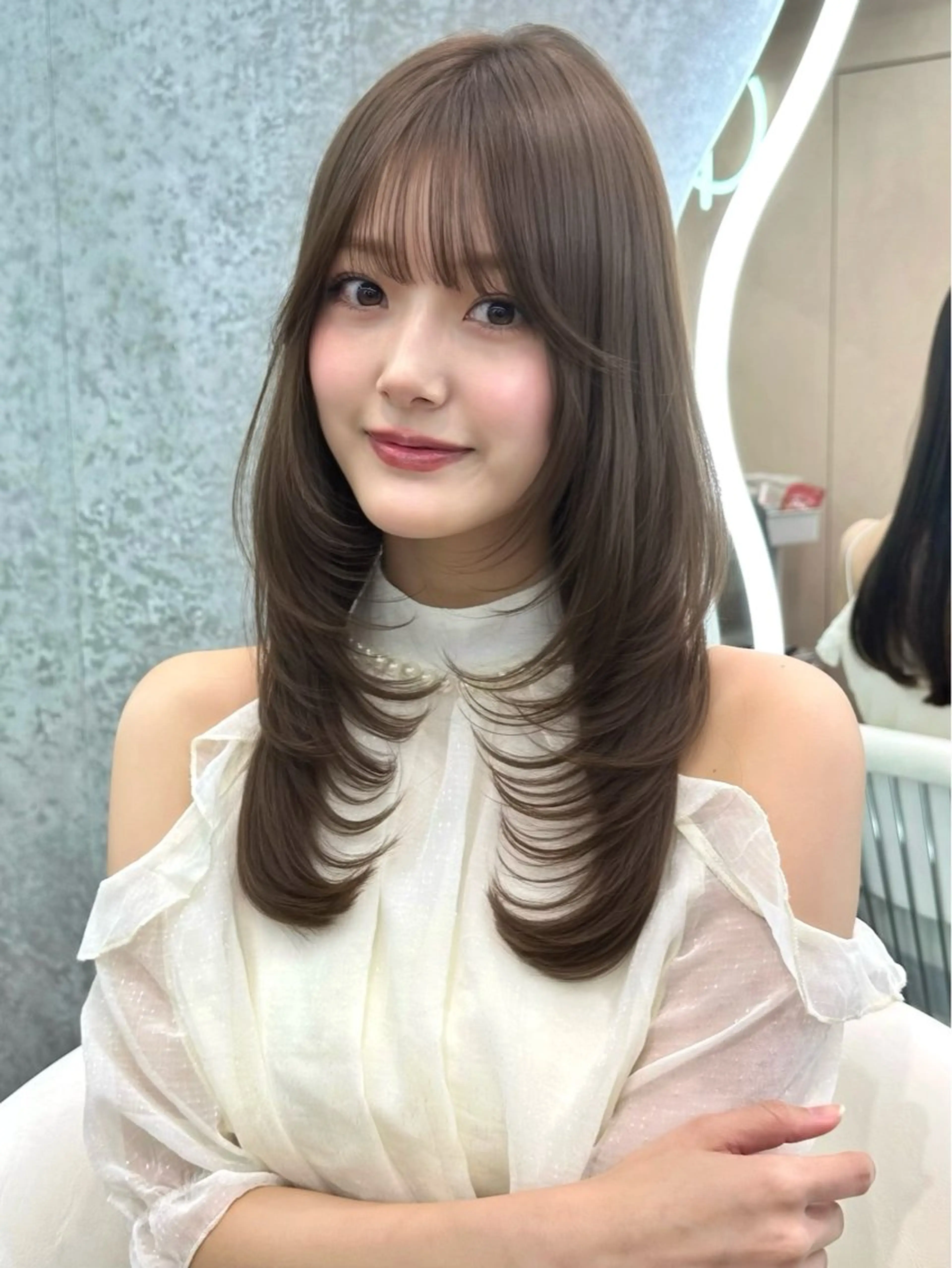セミロング カラー ヘアアレンジ ベージュカラー ブリーチ ダブルカラー ブリーチなしカラー レイヤーカット 縮毛矯正 トリートメント ブリーチなしW🎀 髪質改善/はのんのヘアスタイル