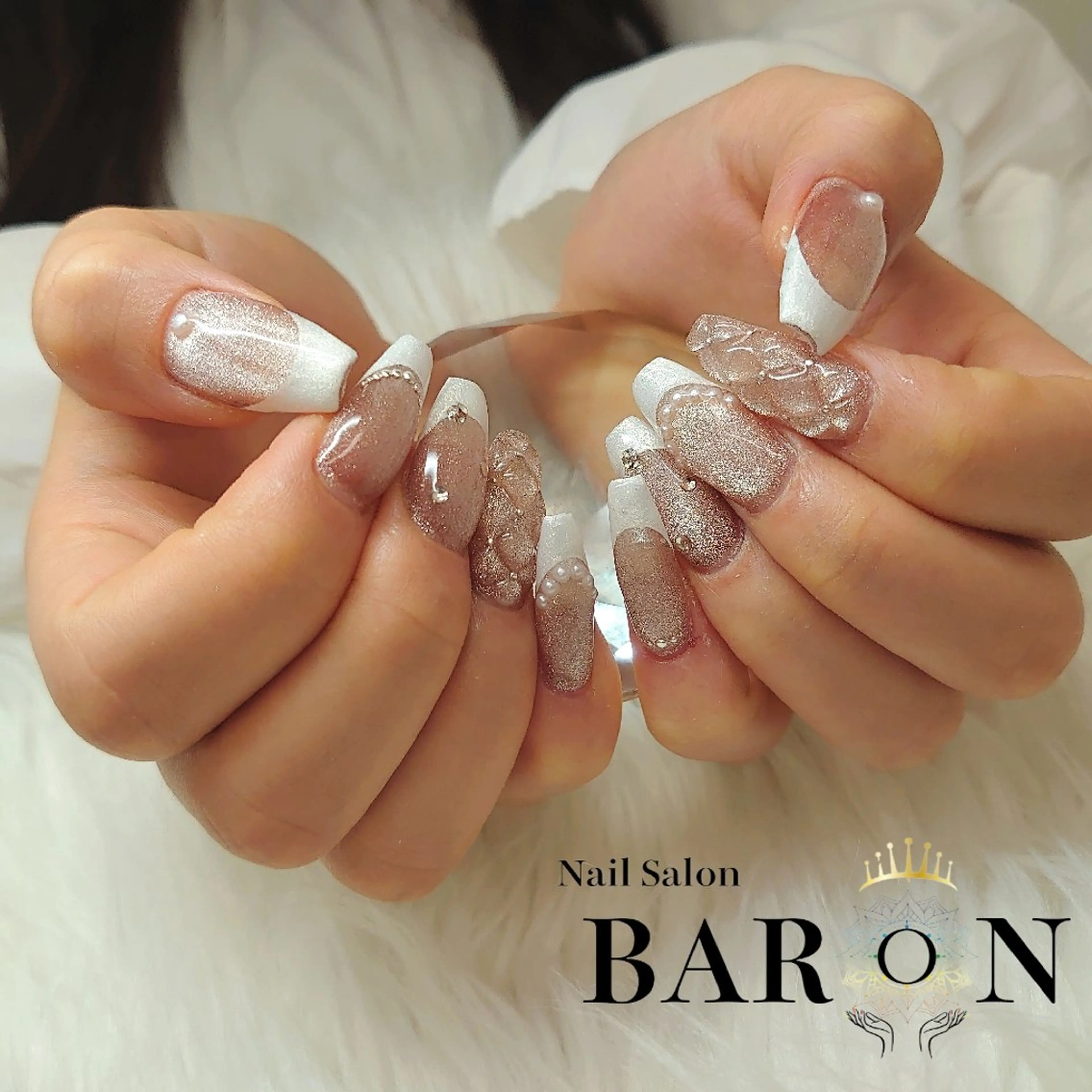 ネイル フレンチネイル マグネットネイル 持ち込み スカルプネイル ♛BARON♛ AOIのネイルデザイン