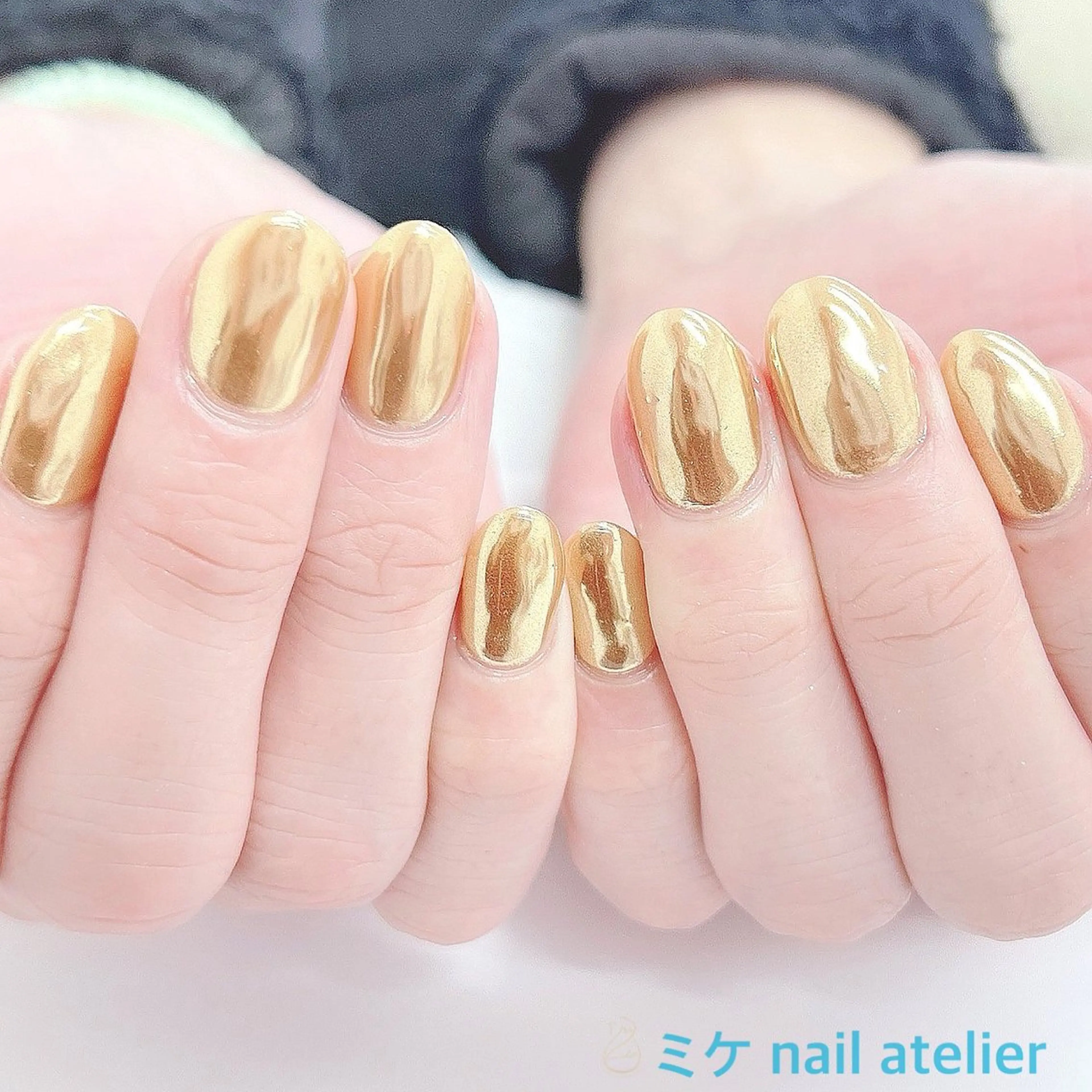 ネイル ジェルネイル ゴールド ミラーネイル ワンカラーネイル ハンドネイル h. rikaのネイルデザイン