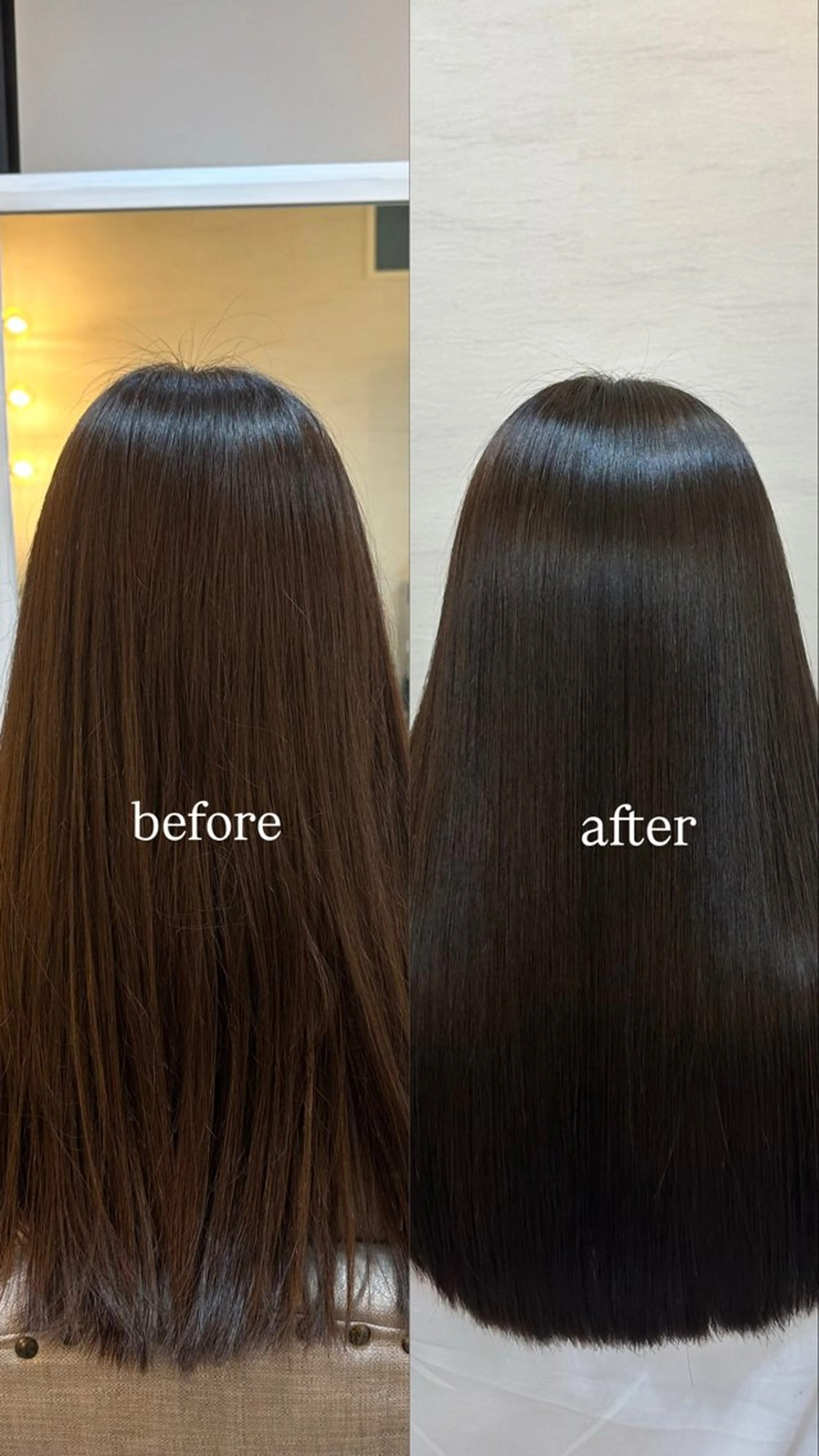 ロング カラー グレージュ オリーブグレージュ オリーブグレー ヘアカラー トリートメント 🖤ほのか/ツヤ髪 /髪質改善/縮毛矯正のヘアスタイル