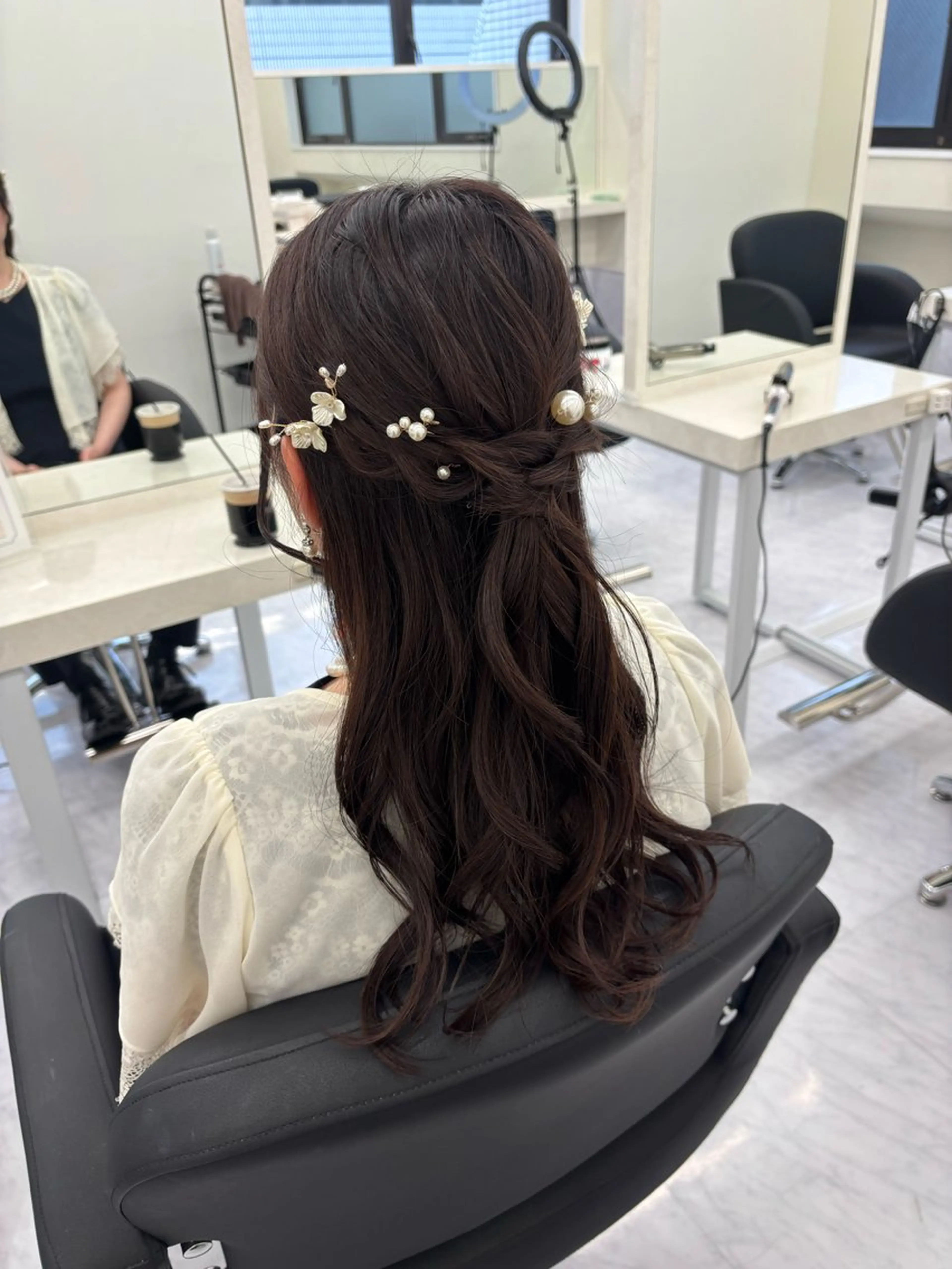 ロング ヘアアレンジ ハーフアップ 結婚式・ブライダル デート ヘアセット 🎀レイヤー×透明感 カラー🎀Ayanoのヘアスタイル