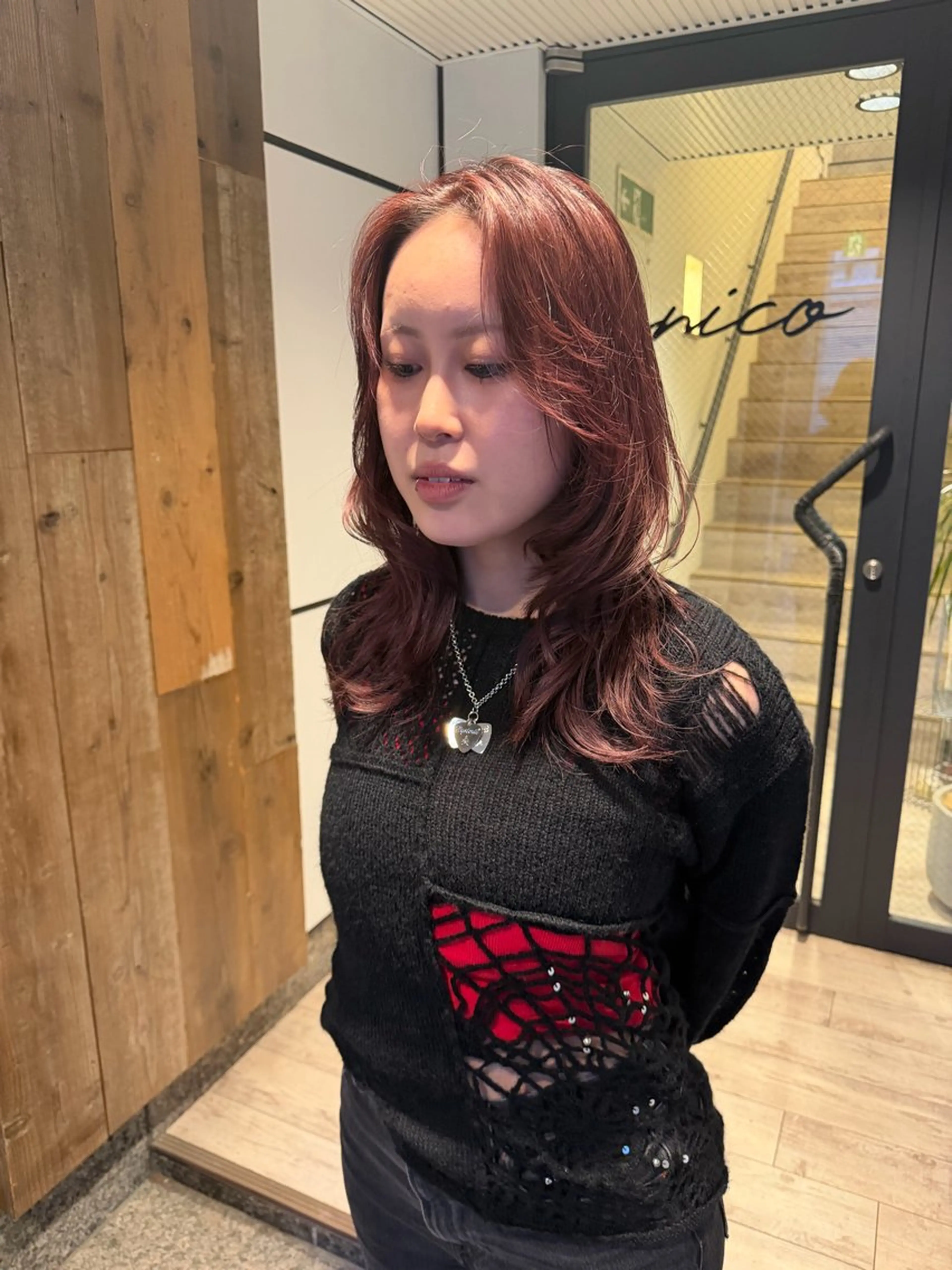 セミロング カラー ハッシュカット カット ヘアカラー トリートメント 渋谷 留菜のヘアスタイル