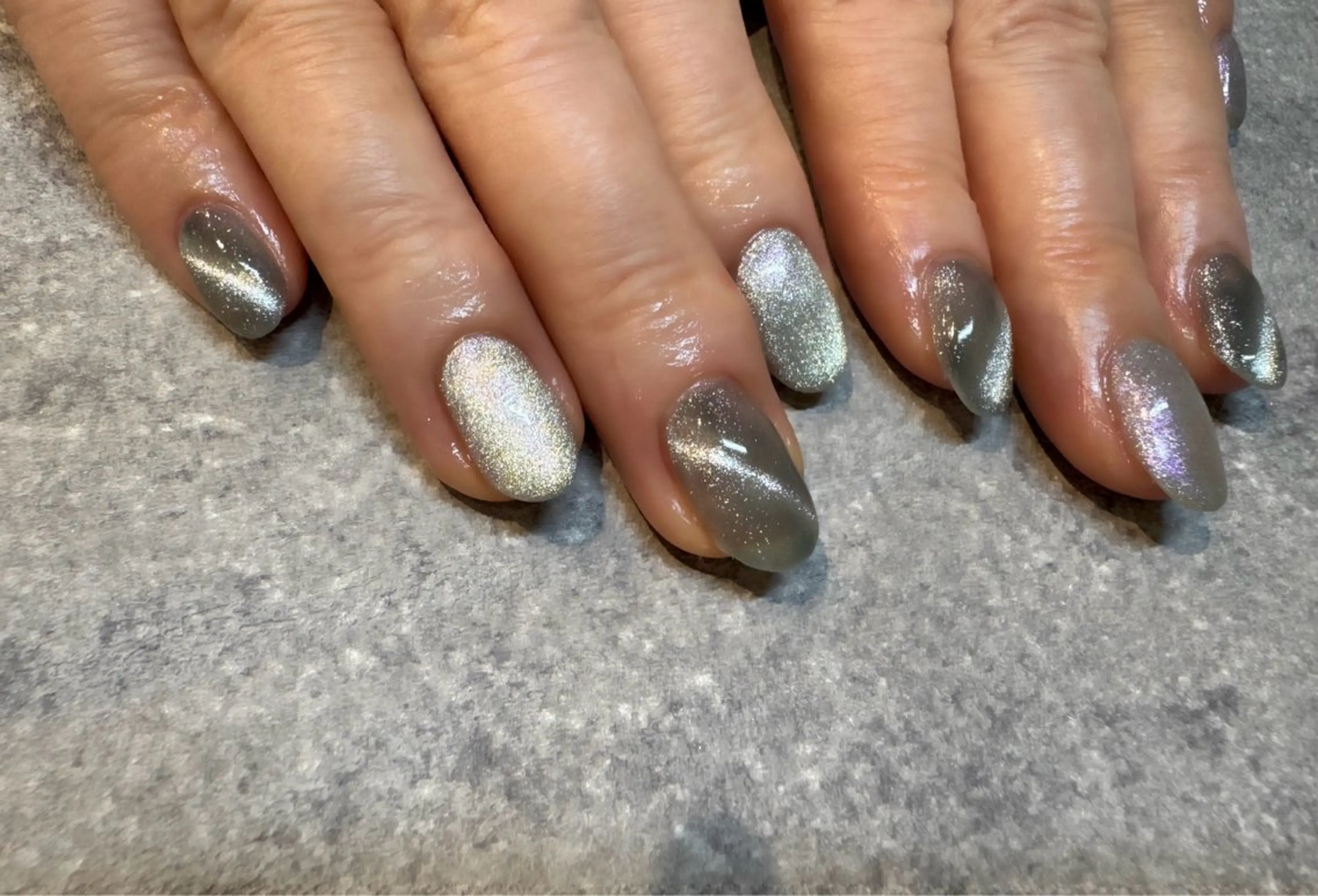 ネイル 水色 マグネットネイル シルバー CALMO WORKSのネイルデザイン