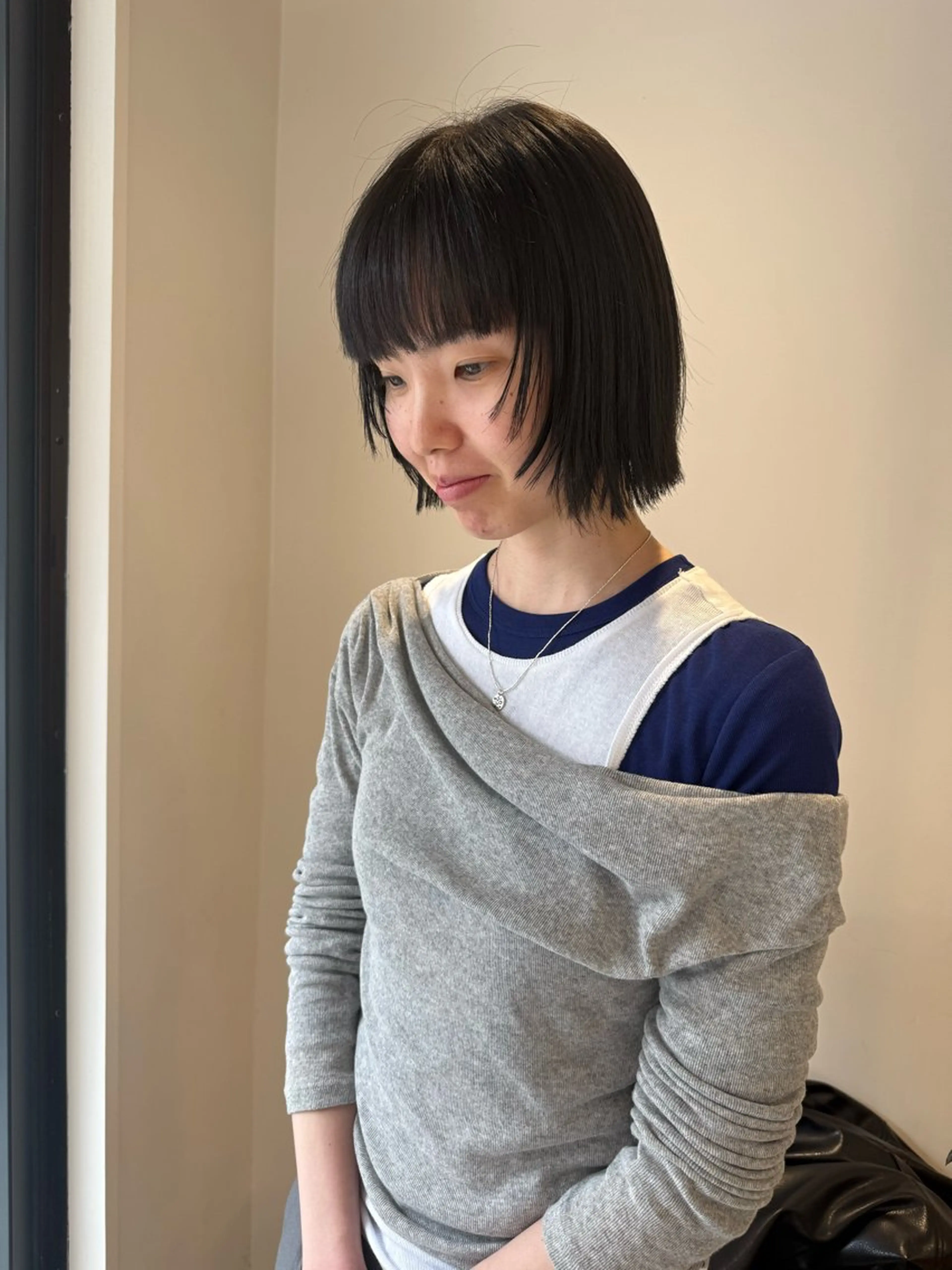 ショート ボブ 顔まわりレイヤー 顔周りカット レイヤーカット knock烏丸御池 Nodoka🎧のヘアスタイル