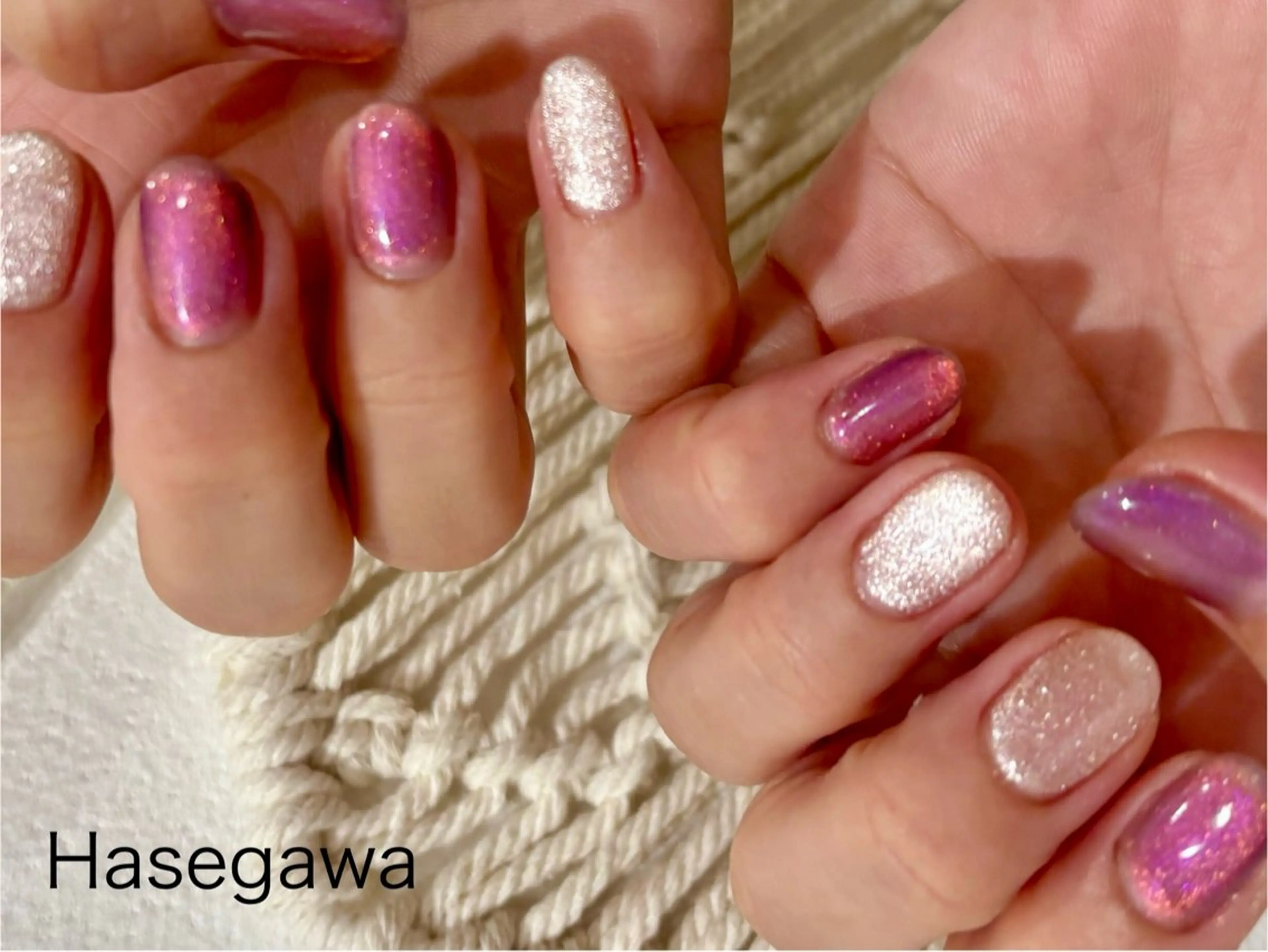 ネイル オレンジ パープル ハンドネイル DROP所属・DROP 長谷川のネイルデザイン
