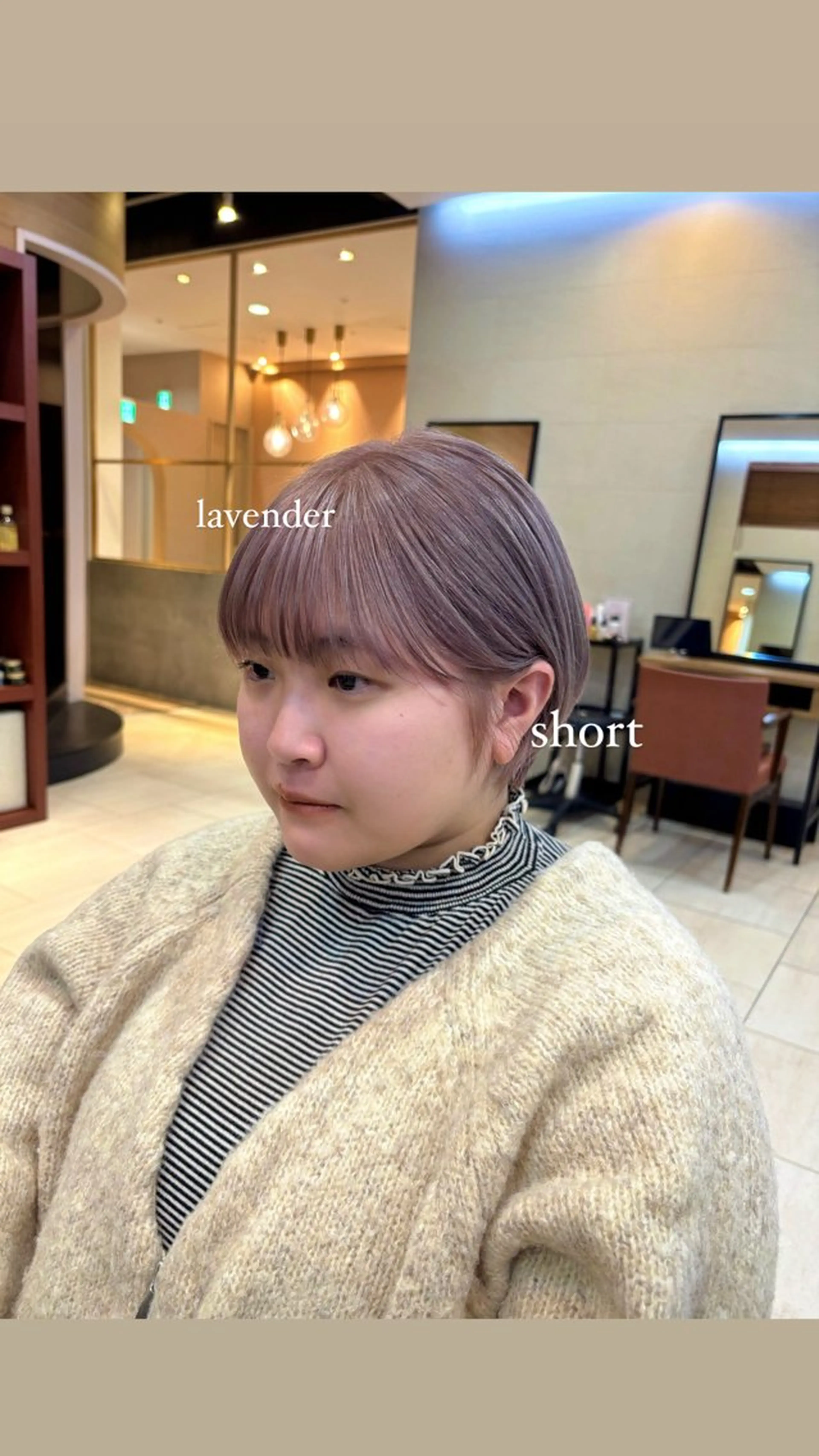 ショート カラー 丸みショート ベージュカラー ブリーチ ラベンダーカラー ラベンダーベージュ 顔まわり/レイヤー/ 透明感/まいな🥨のヘアスタイル