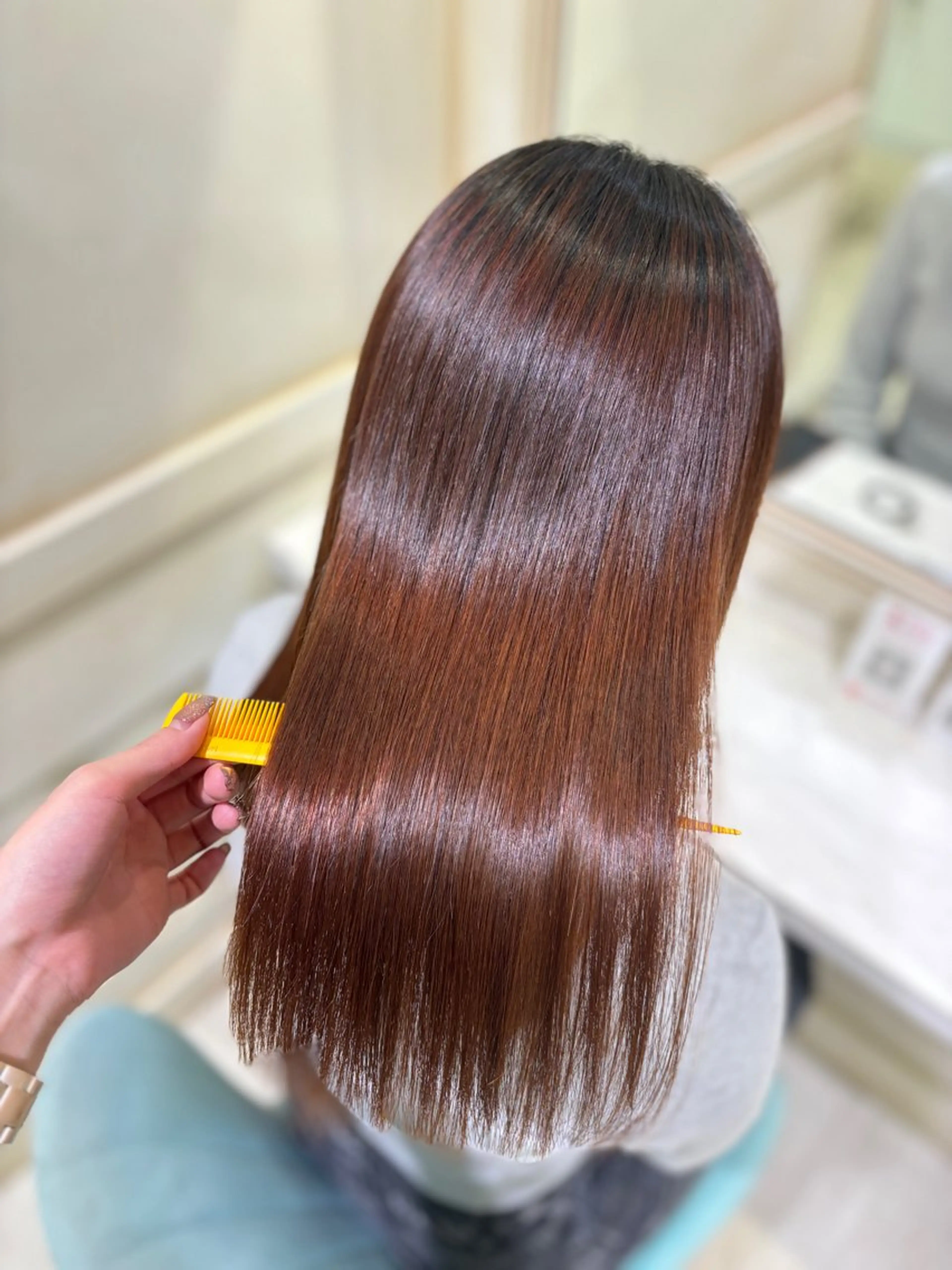 ロング 縮毛矯正 🌷ピンク/韓国風 暖色カラー ゆい🌷のヘアスタイル