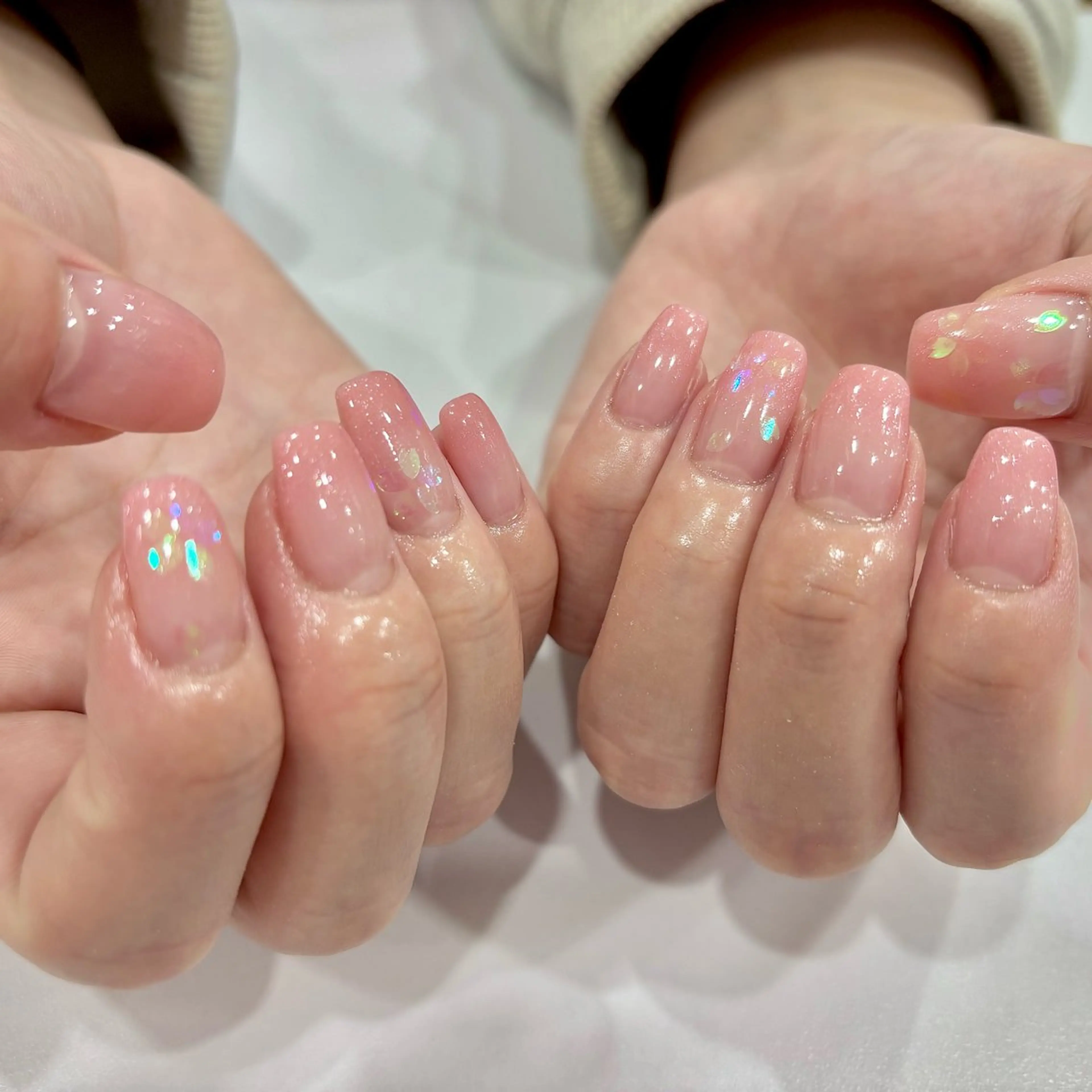 ネイル アートネイル 桜ネイル グラデーション ラメ(グリッター) オフィスネイル アンリッシュ池袋 小泉のネイルデザイン