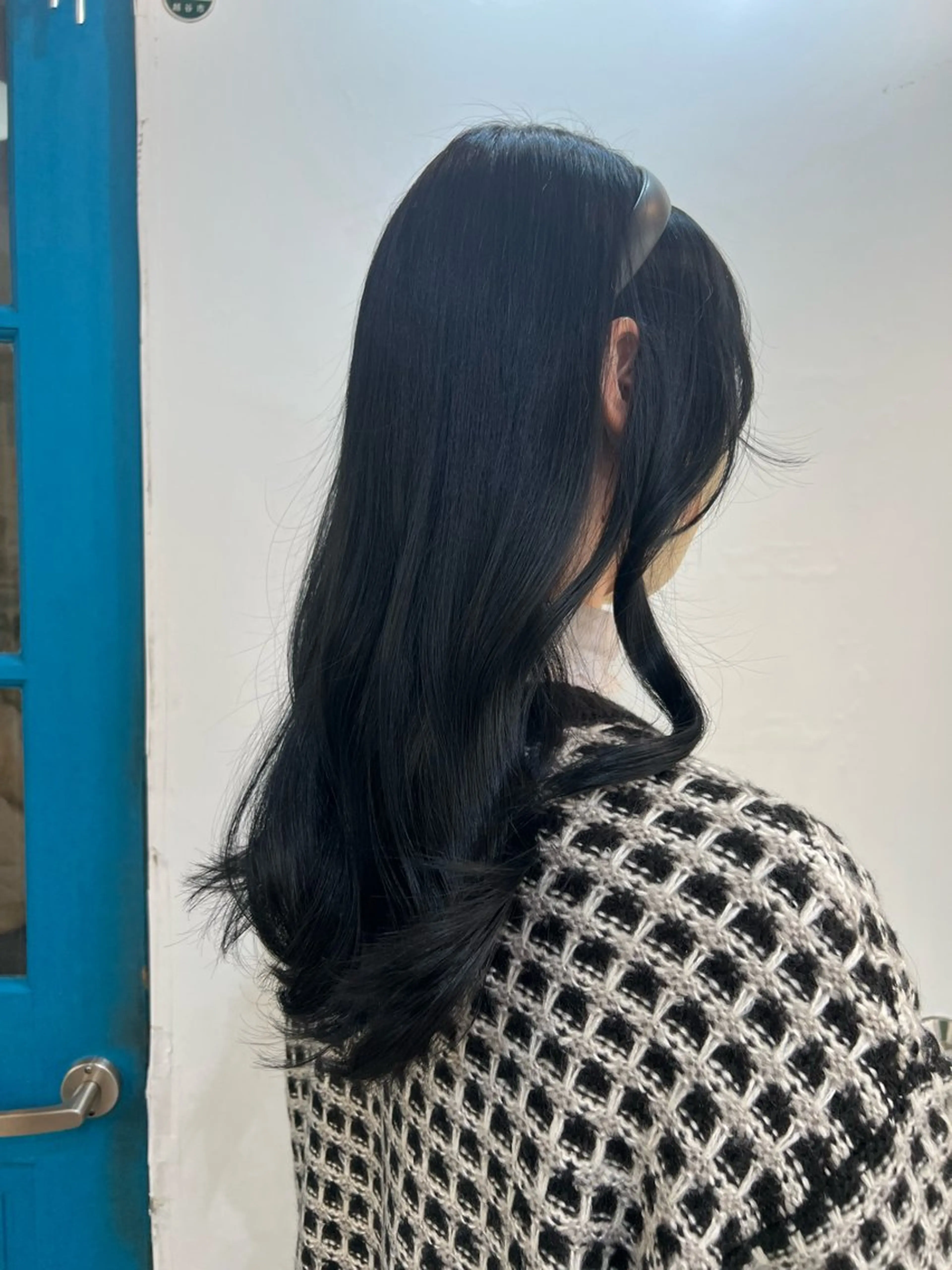 ロング カラー 黒髪 ブルーカラー ブルーブラック ハイライトカラー ハイライト KANA/ボブ/ インナーカラー/艶髪のヘアスタイル