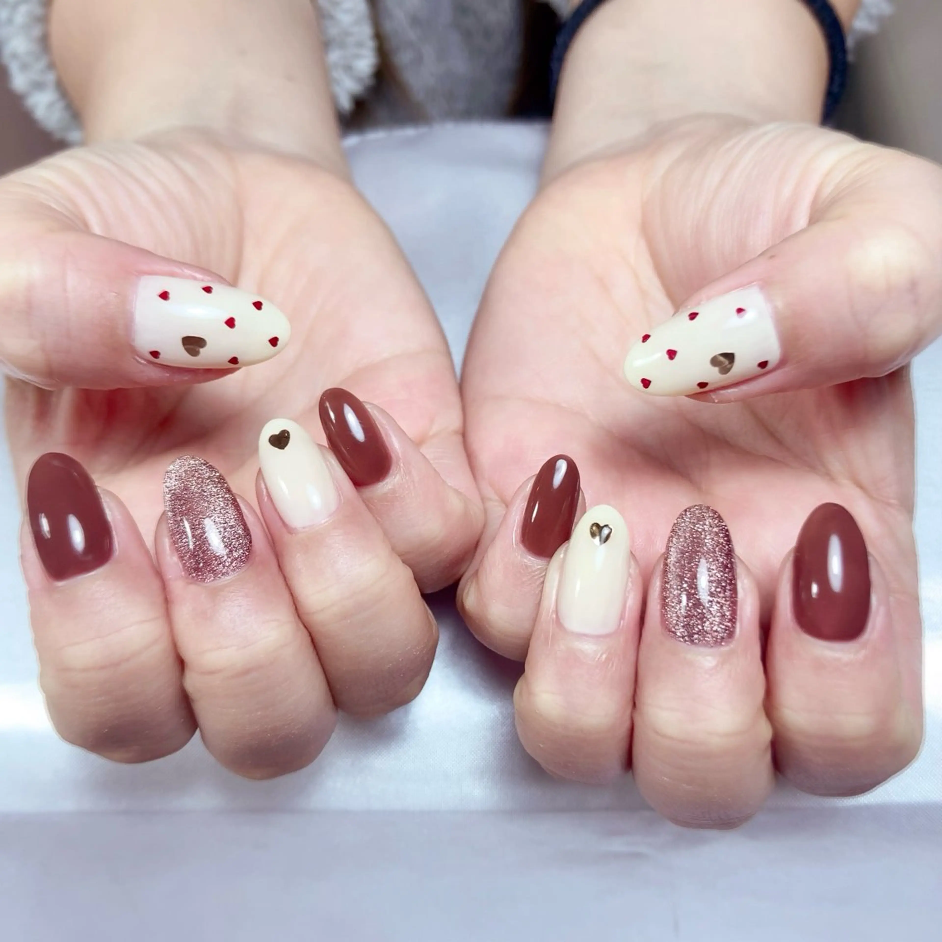 ネイル バレンタイン ハンドネイル ﾈｲﾙｻﾛﾝ Bellefleurのネイルデザイン