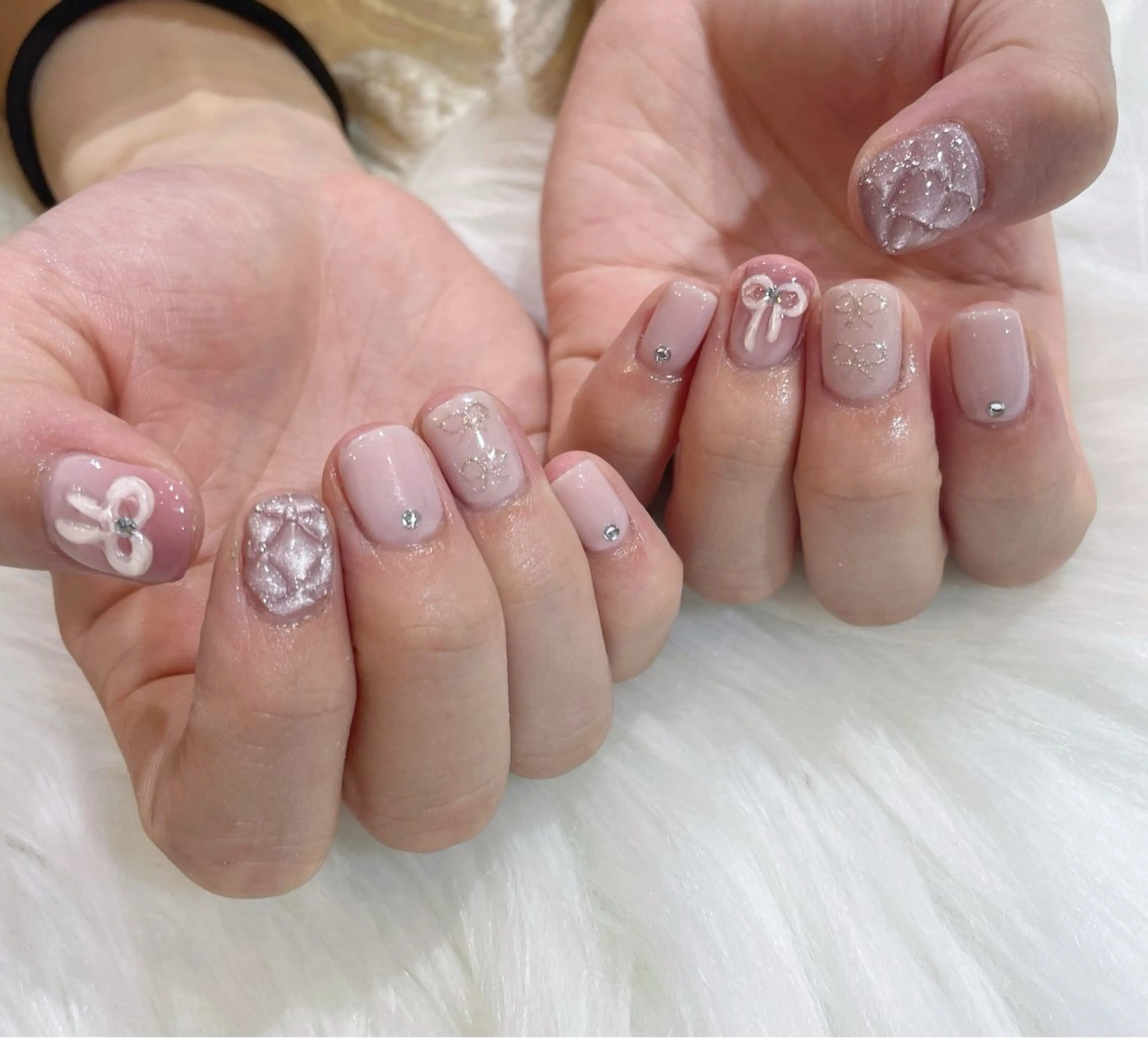 ネイル ぷっくりネイル リボン ハンドネイル jujur HARUKA🌸のネイルデザイン