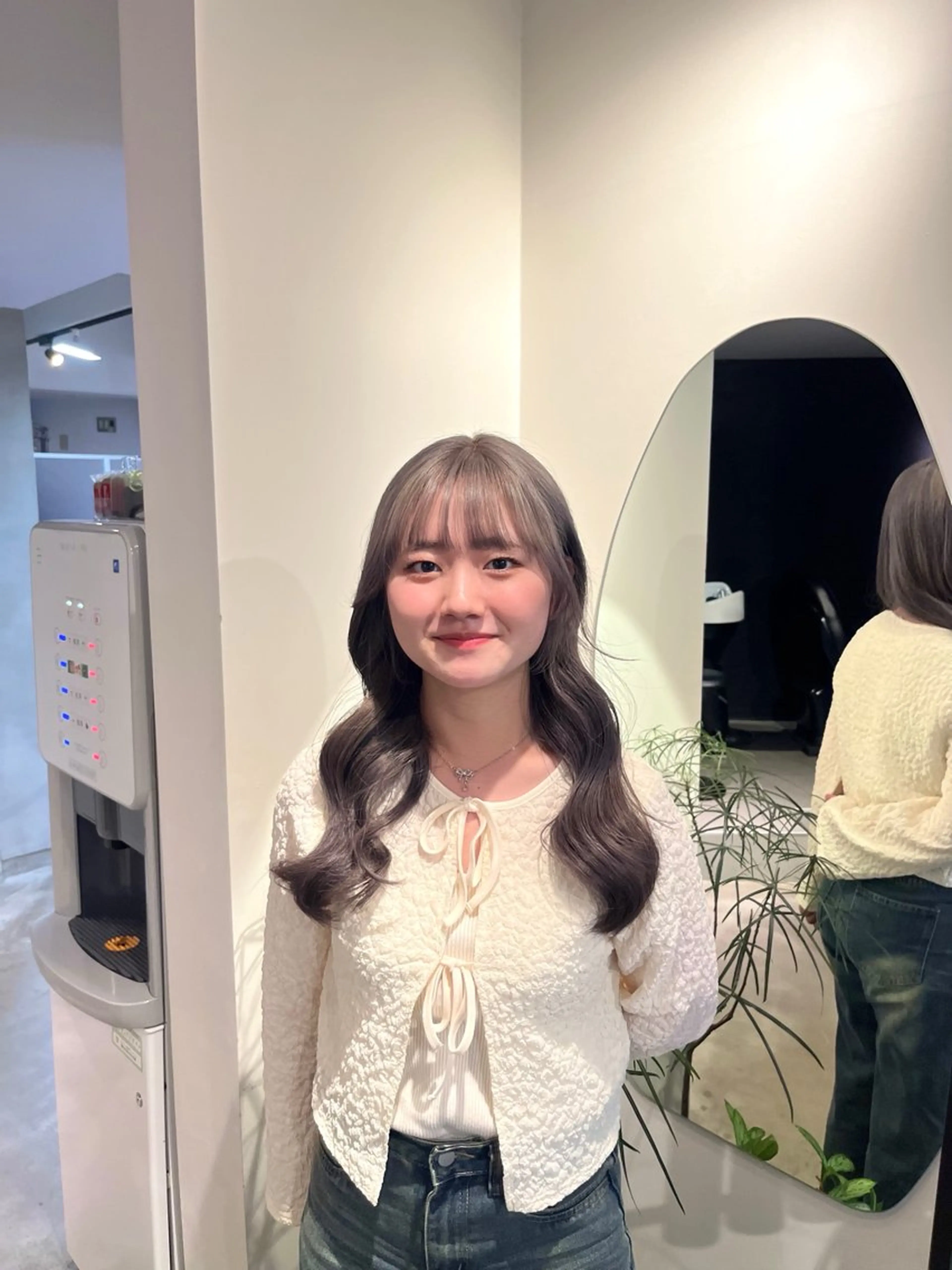 ロング カラー グレージュ ピンクカラー ヘアカラー 本木下朋花/髪質 改善×ダブルカラーのヘアスタイル
