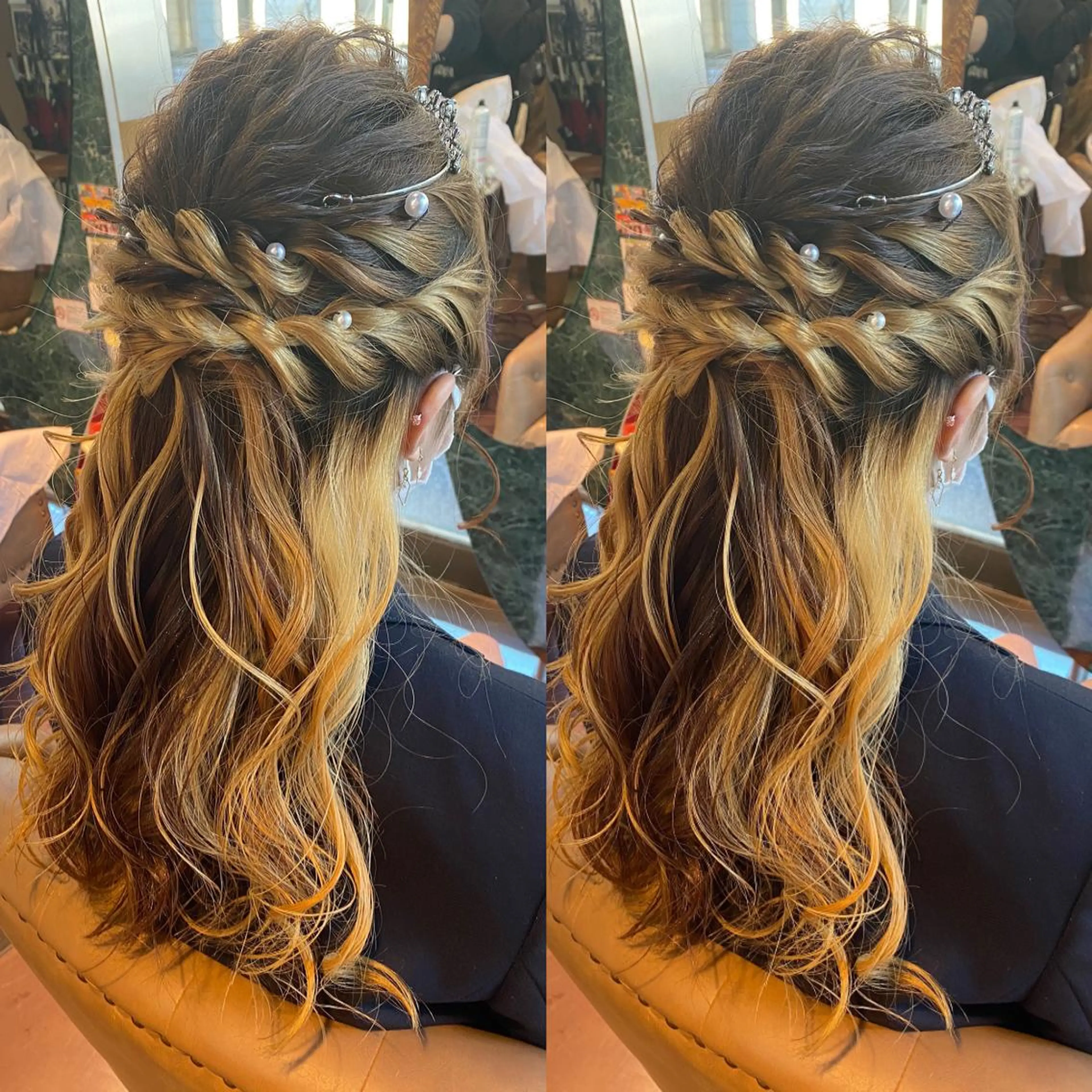 ロング カラー ヘアアレンジ 卒業式のヘアスタイル モモカ/ハイトーン /バレイヤージュのヘアスタイル