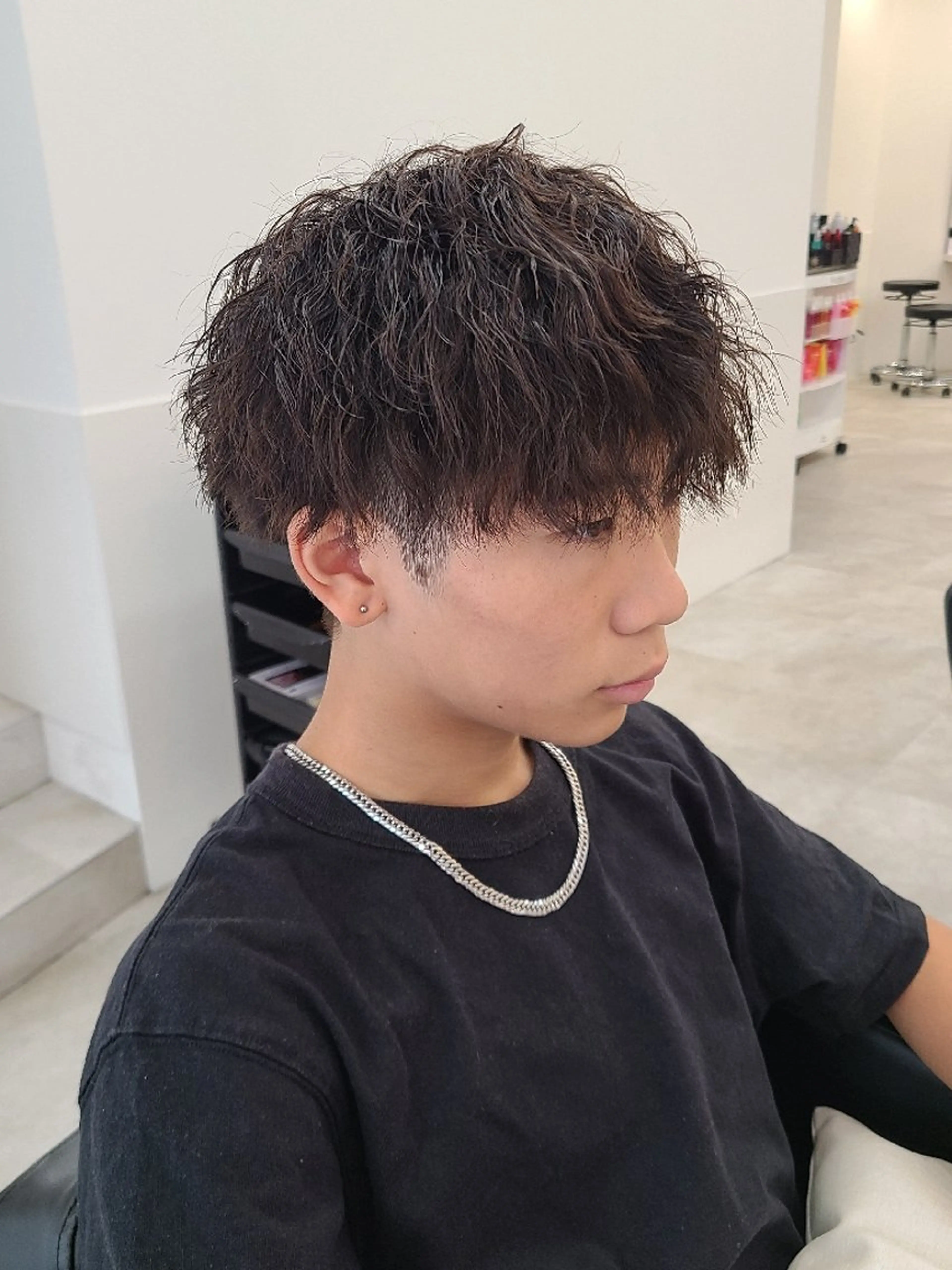 ショート パーマ メンズ カット パーマ 桐島 令奈のヘアスタイル