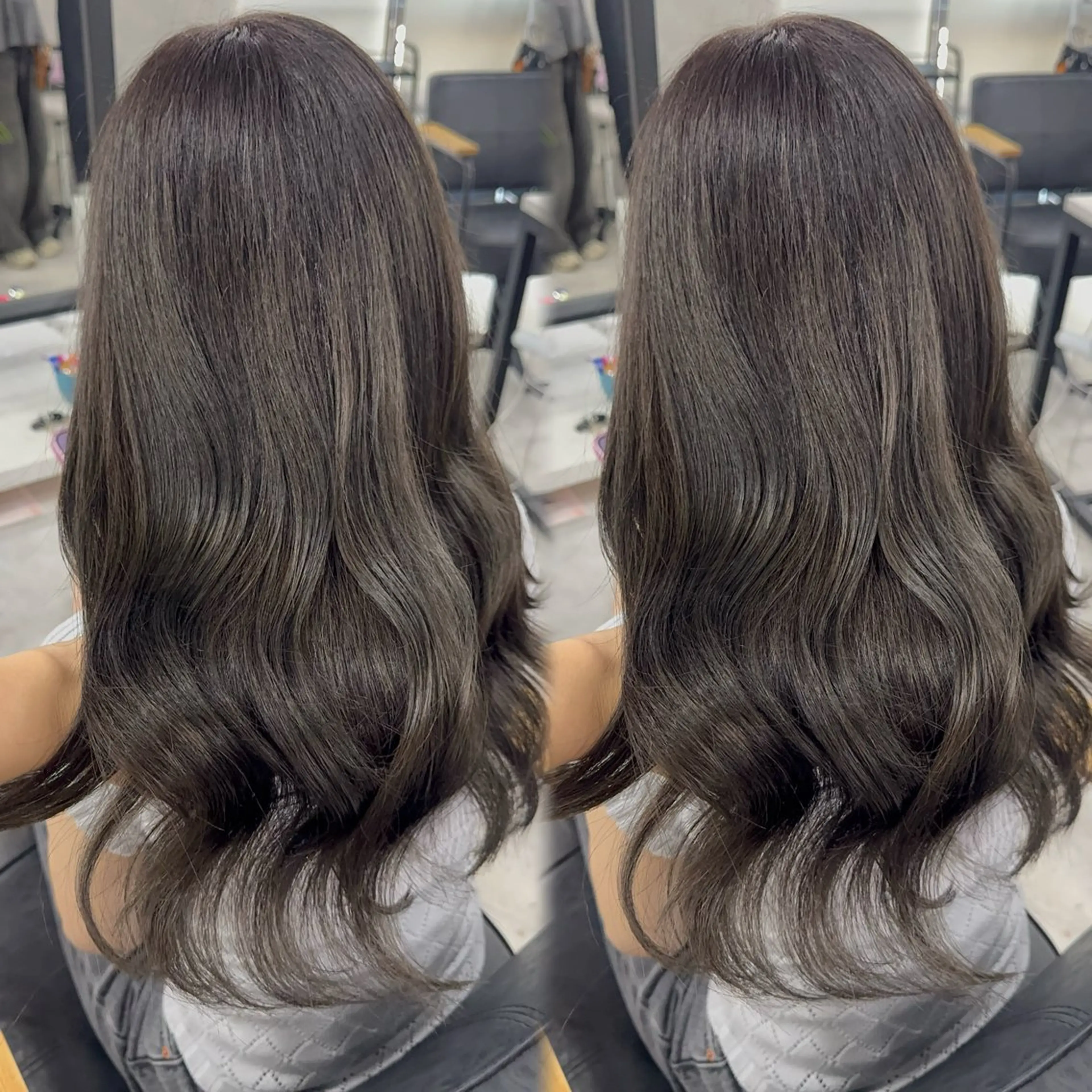 ロング カラー アッシュ アッシュブラウン ベージュカラー 黒髪 ブリーチ カット ヘアカラー トリートメント 赤み無し柔らかカラー 【梅田】madokaのヘアスタイル