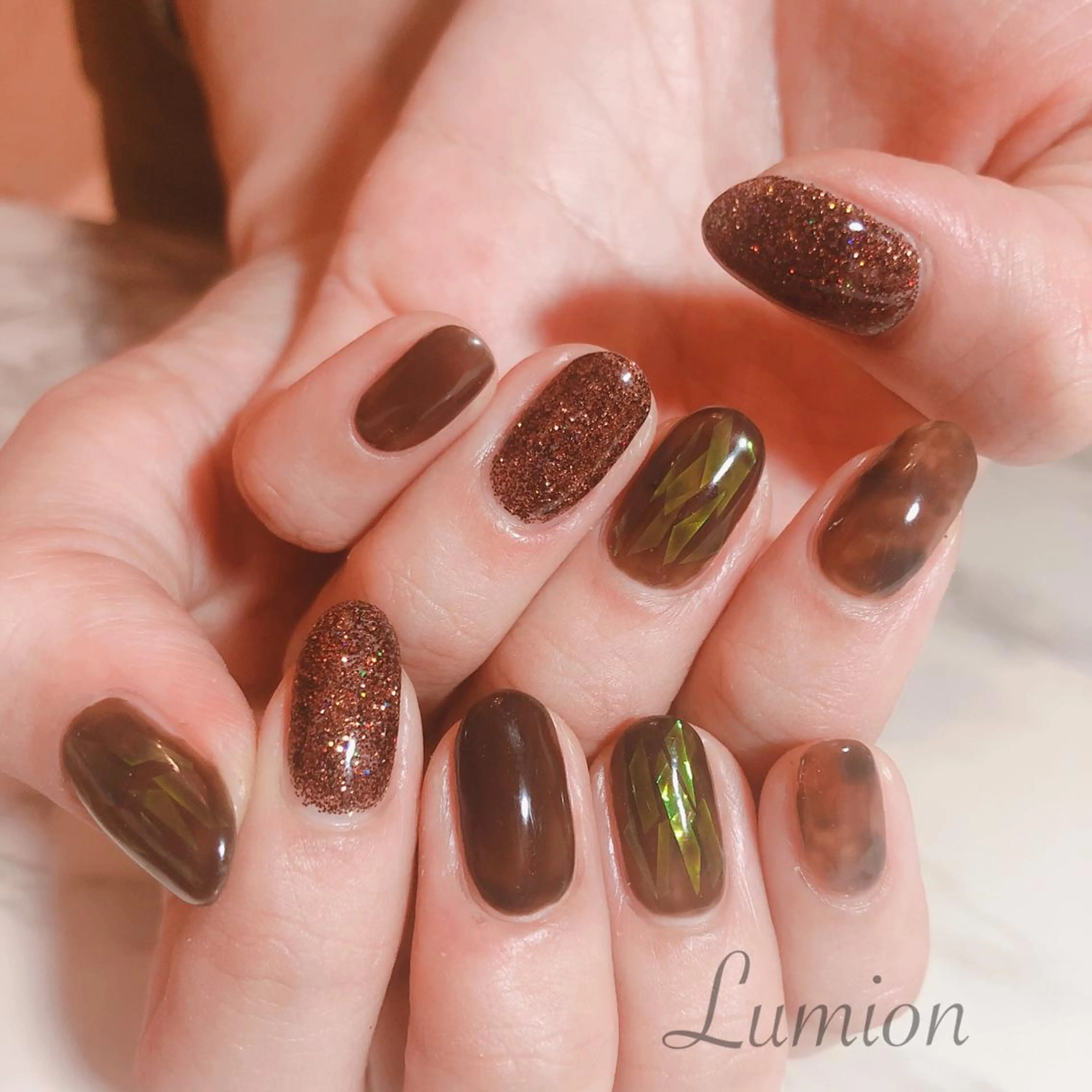 ネイル ブラウン ハンドネイル 菊地 美沙斗のネイルデザイン