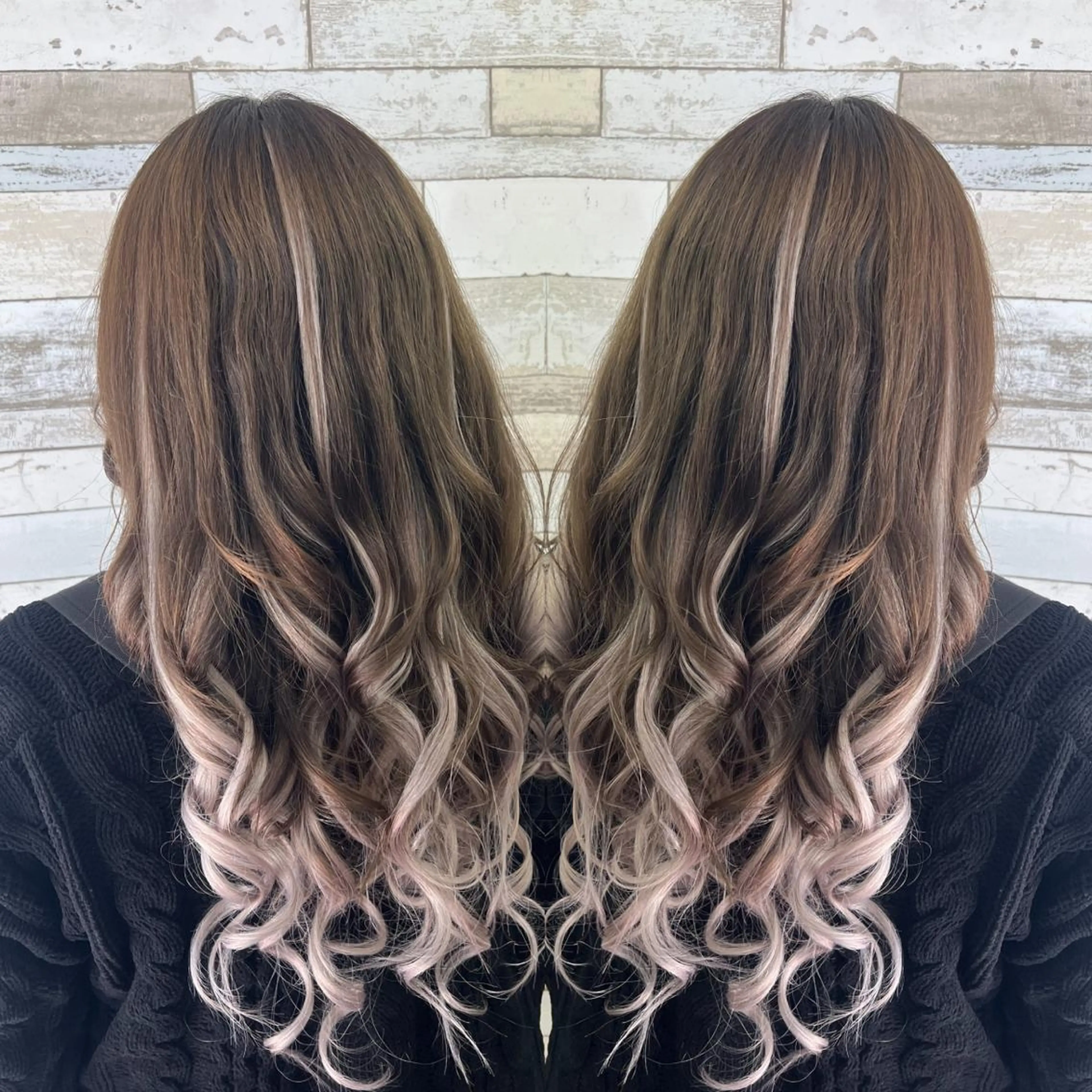 セミロング 外国人風カラー B-W ⭐️REIKOのヘアスタイル