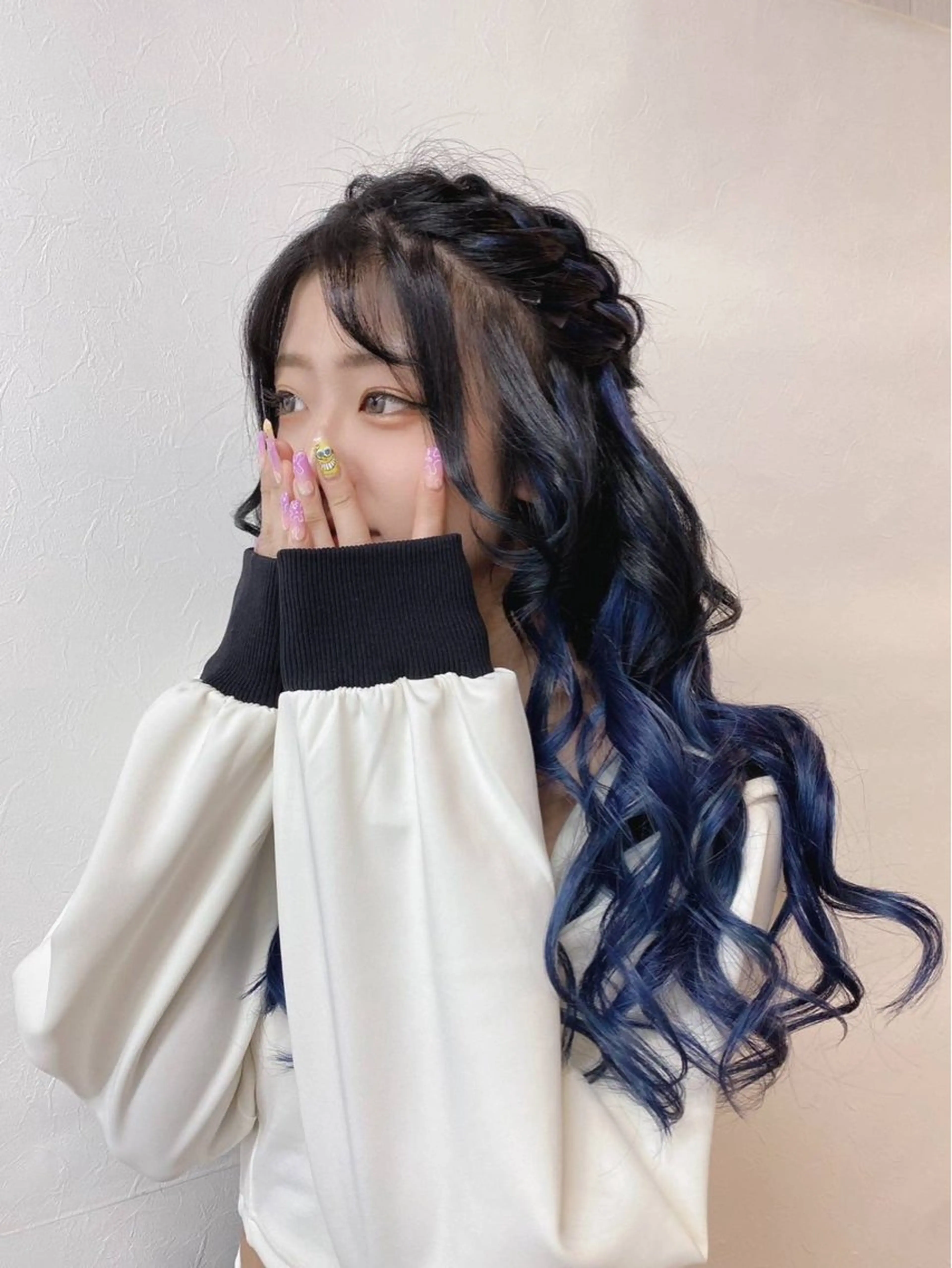 ロング ヘアアレンジ ハーフアップ エクステ ヘアセット GLOSS 心斎橋 山上のヘアスタイル