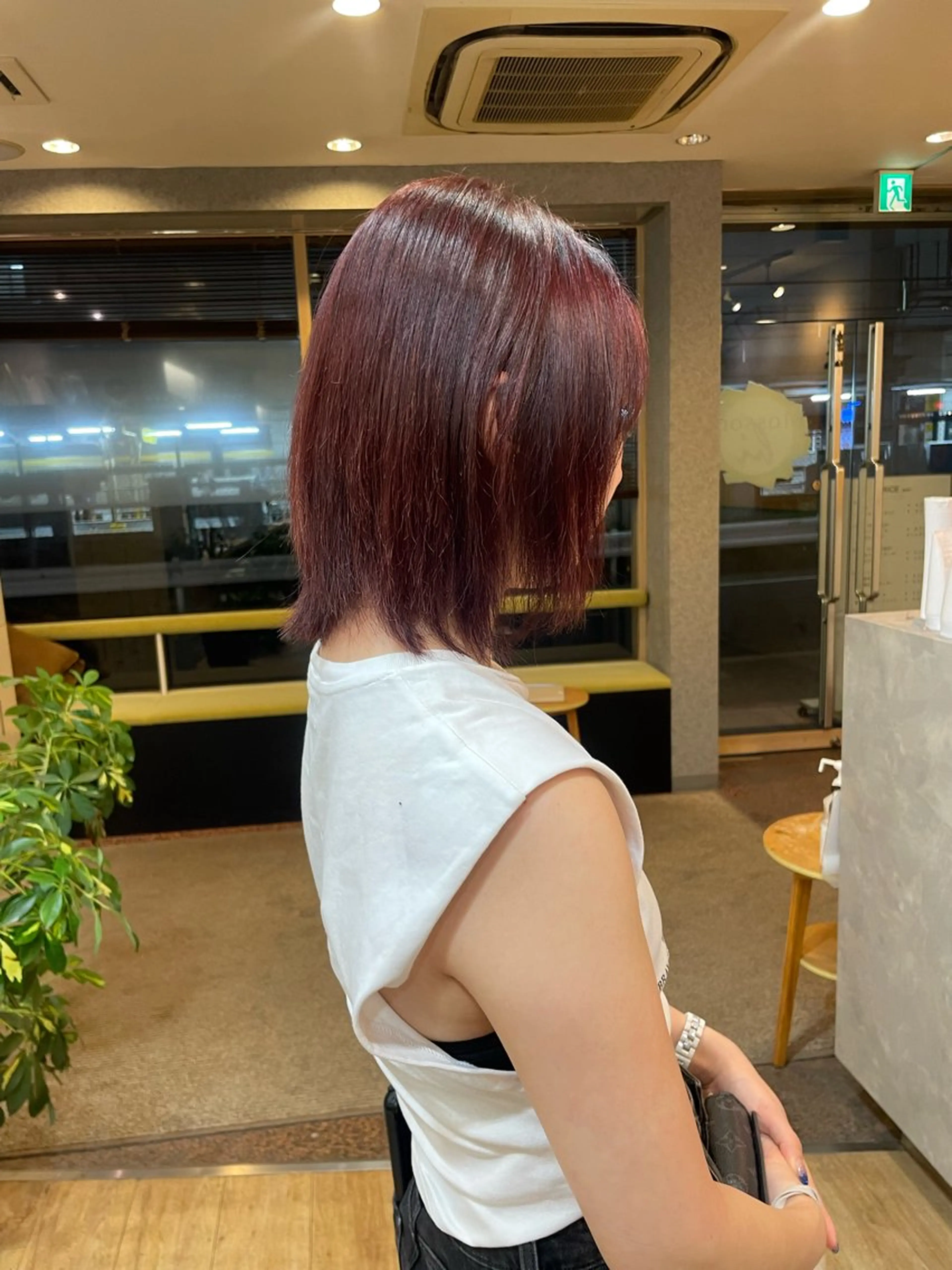 ミディアム カラー ブリーチ カシス レッドカラー 髪質改善/Bloss om🌷高橋沙衣のヘアスタイル