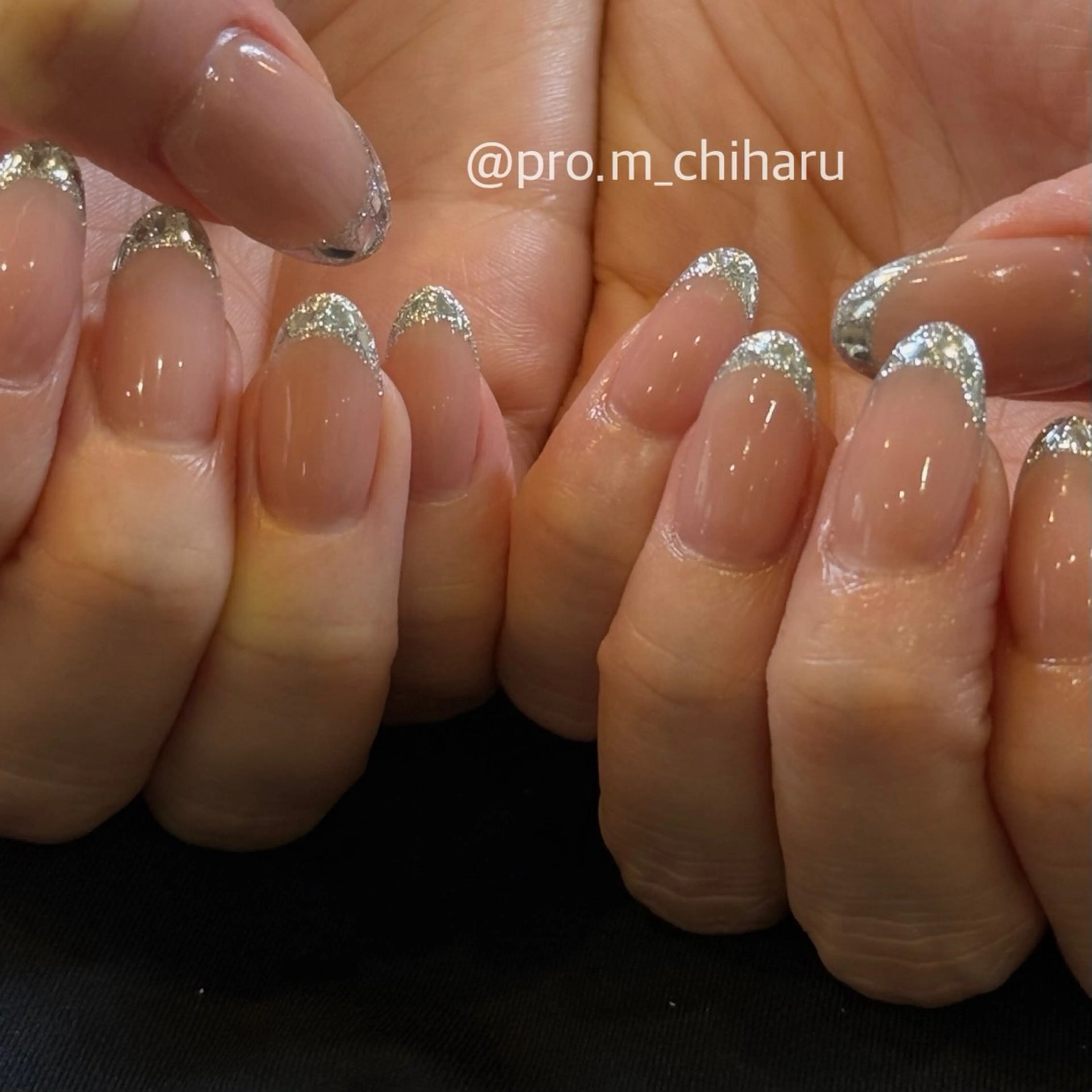 ネイル フレンチネイル ガラスフレンチ ハンドネイル pro.M chiharuのネイルデザイン