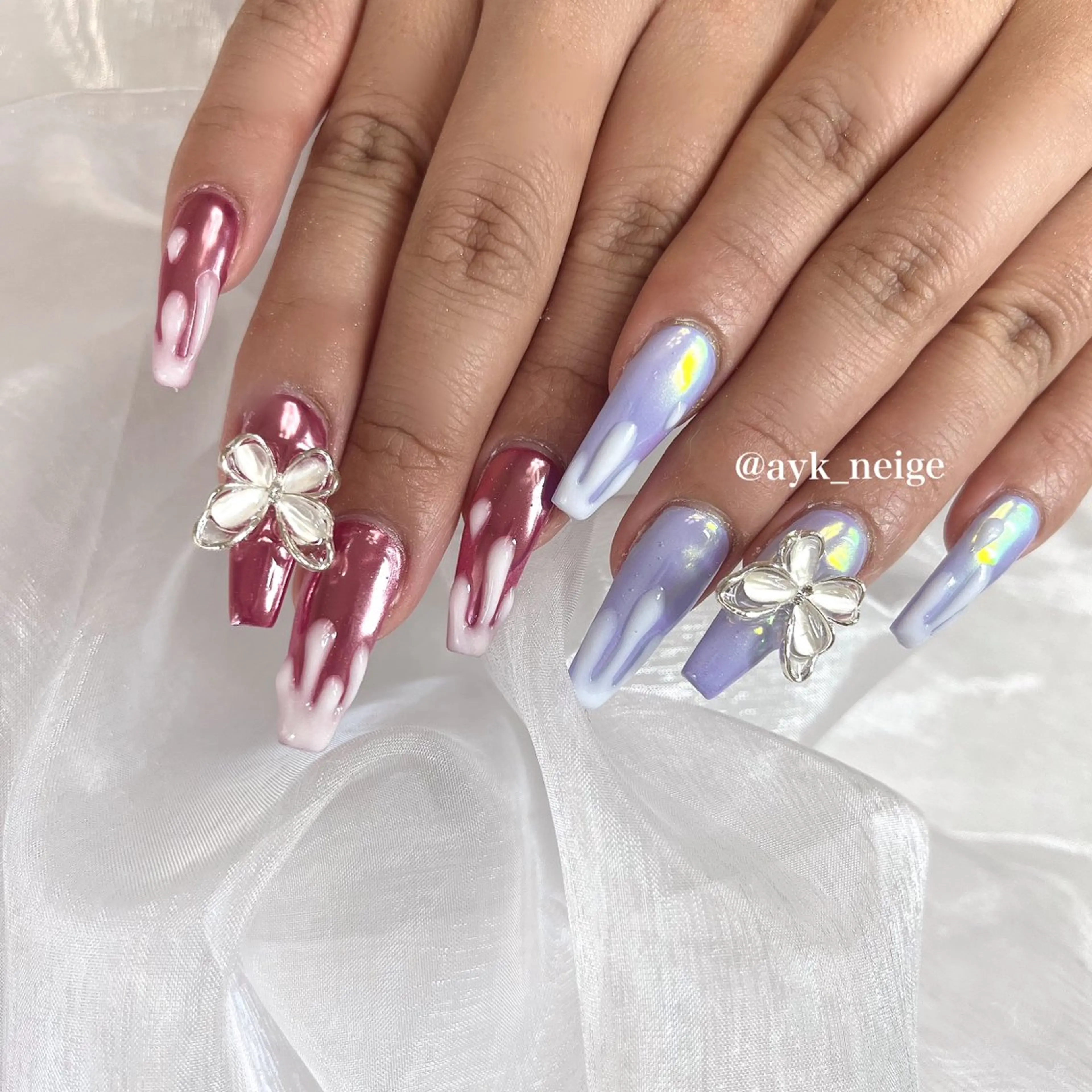 ネイル フットネイル キラキラネイル 韓国ネイル リボン n'eige nail所属・大谷 綾香のネイルデザイン