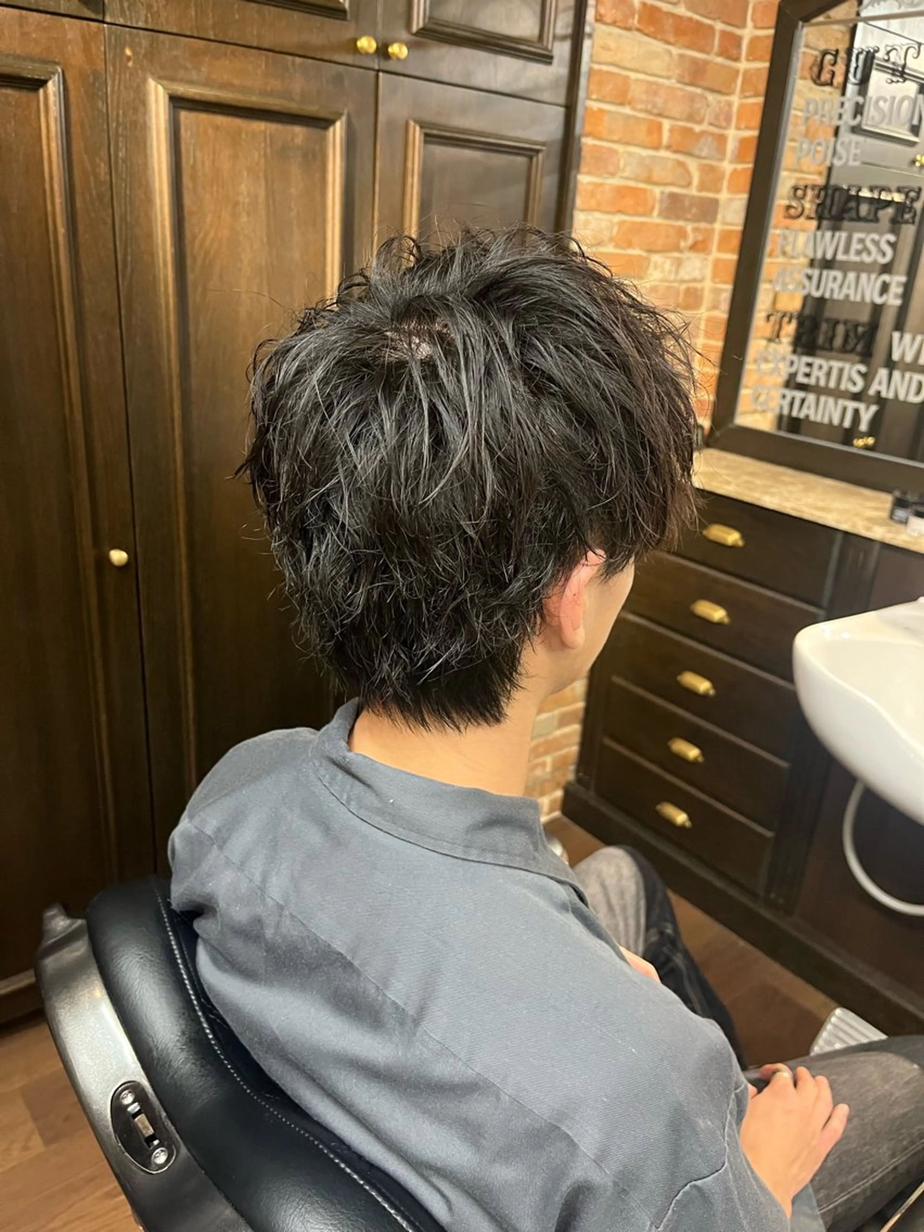 ミディアム メンズ ミディアムパーマ メンズパーマ UNTRACE -BARBER SHOP所属・工藤 千織のヘアスタイル