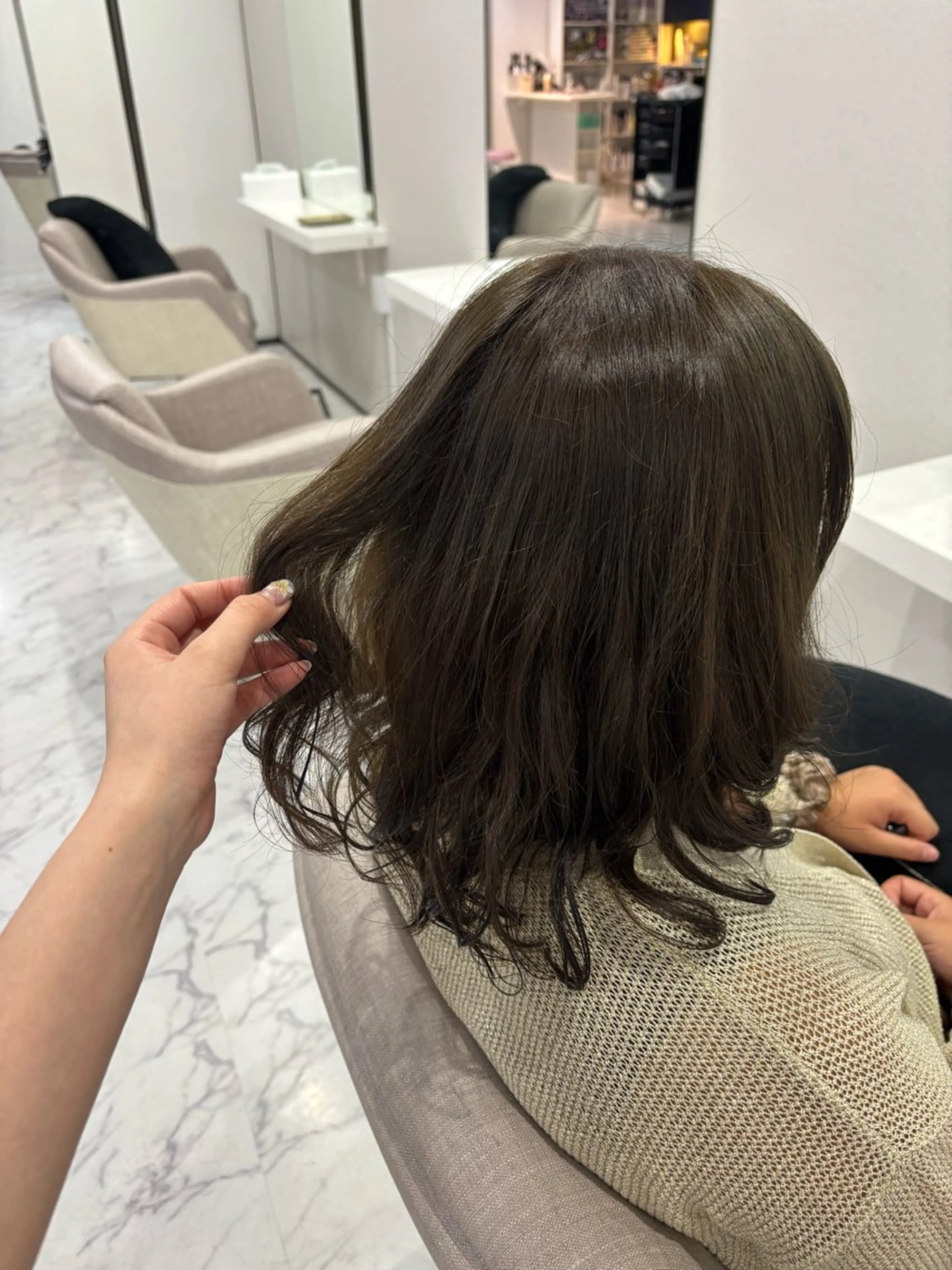 ミディアム カラー ブラウンカラー オリーブブラウン ヘアカラー ブリーチモデル募集中 星川まお𝜗𝜚のヘアスタイル