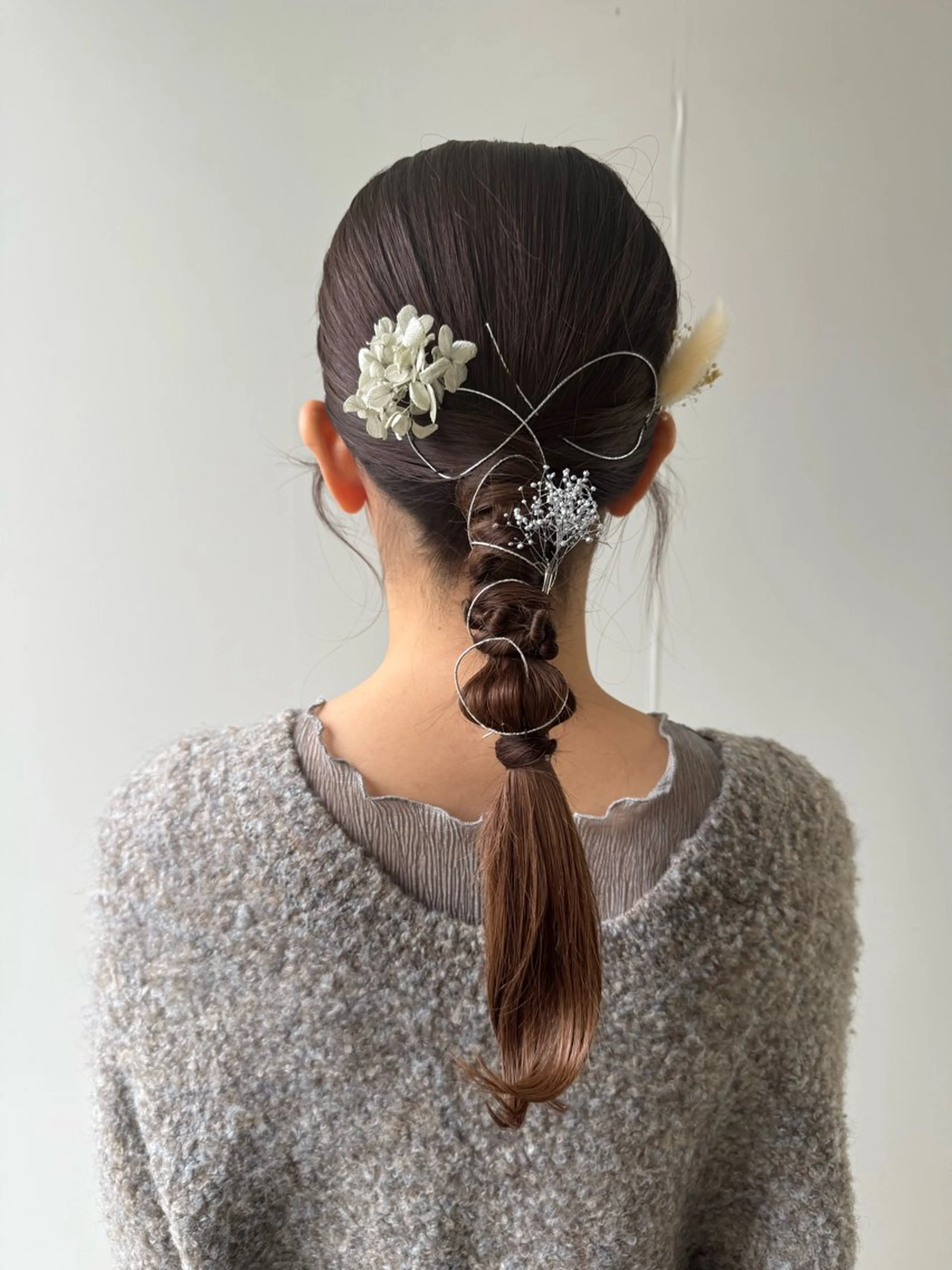 セミロング ヘアアレンジ 結婚式・ブライダル ヘアセット 青とそら いしざかのヘアスタイル