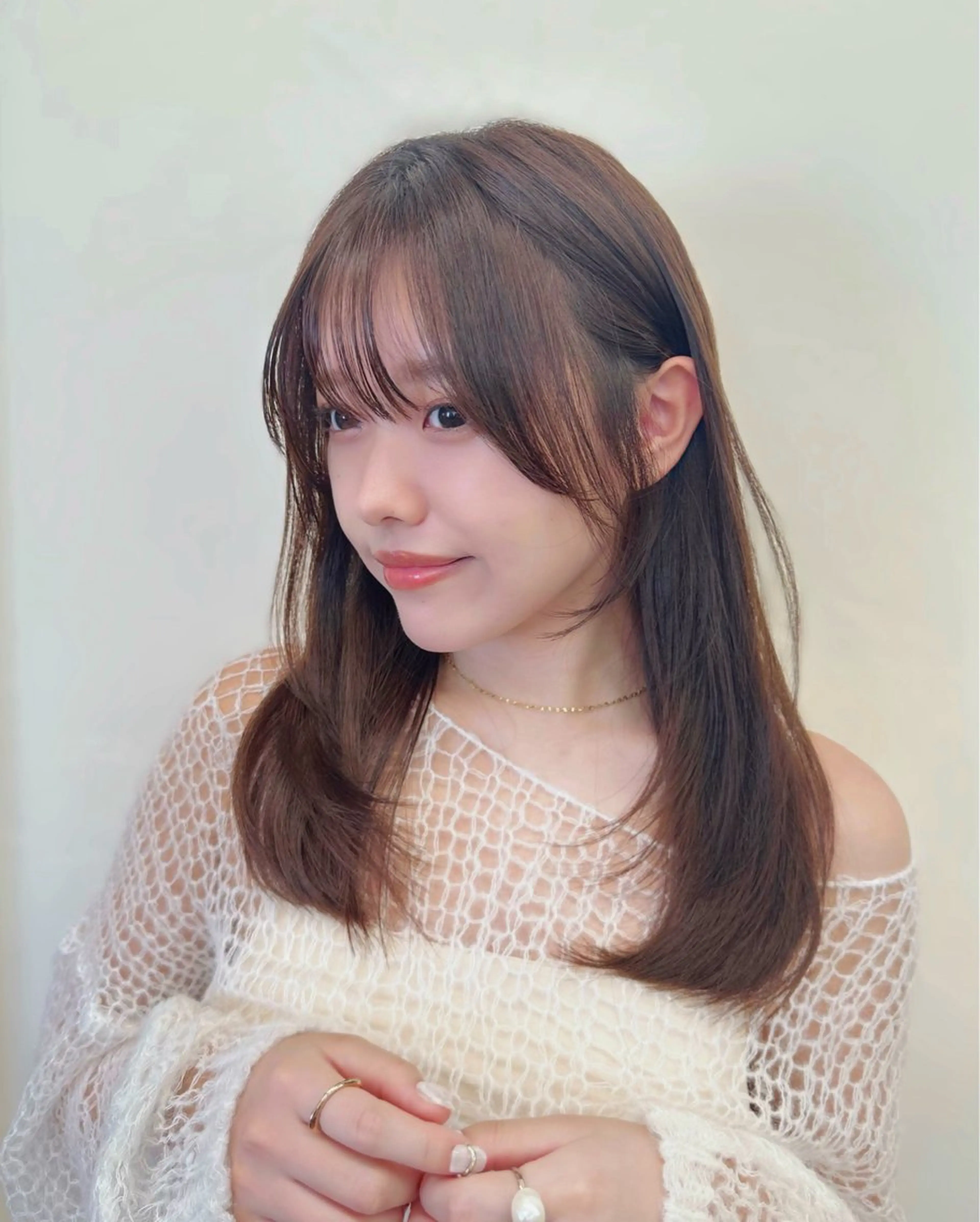 ミディアム カラー ヘアアレンジ 顔周りcut/ 艶ワンカラー♥ちさきのヘアスタイル