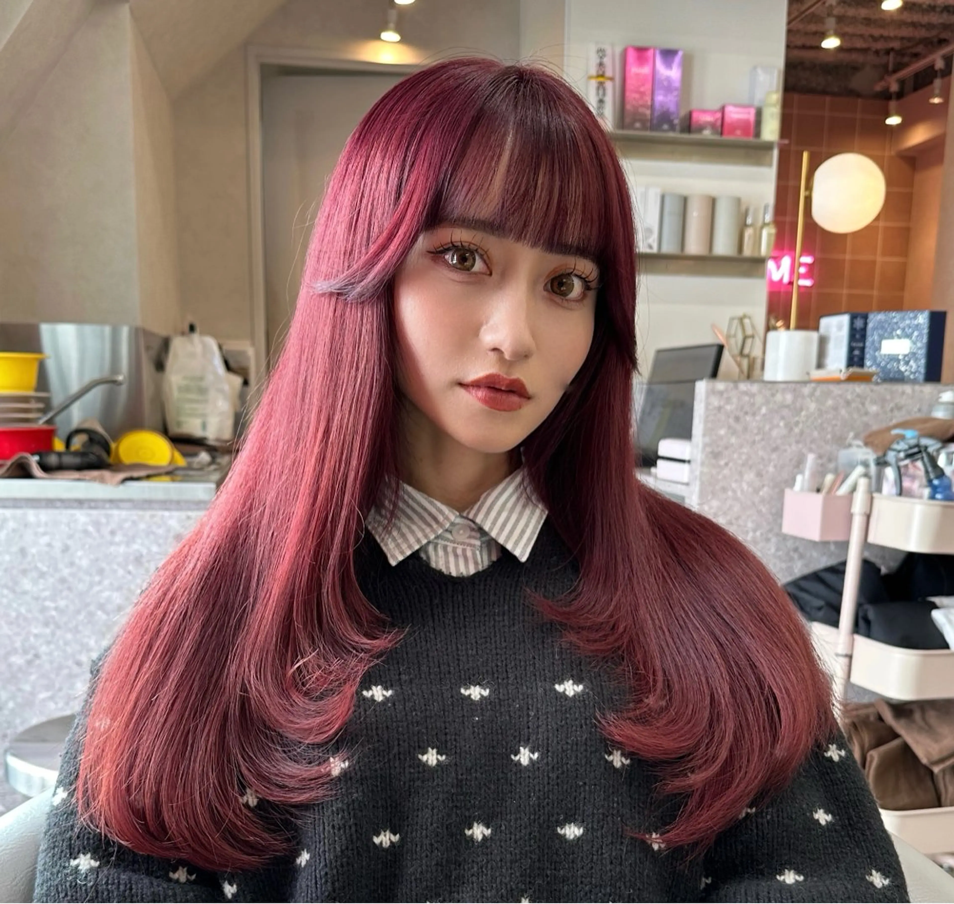 ロング シールエクステ エクステ 顔周りカット 髪質改善 韓国風ヘア カット ヘアカラー トリートメント 新宿/韓国レイヤー/ 髪質改善/佐藤航のヘアスタイル