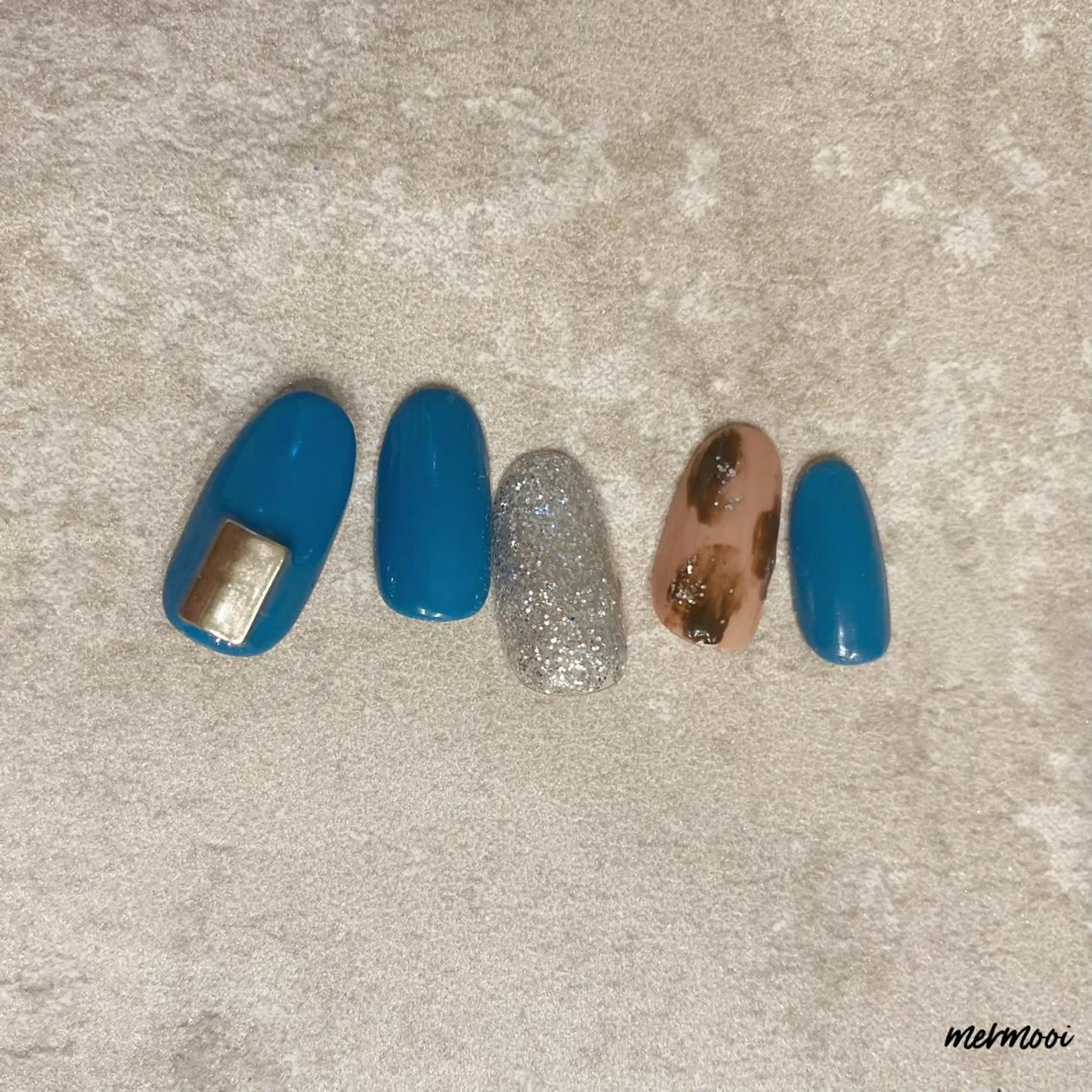 ネイル ジェルネイル グリーン 大理石ネイル(マーブル) ハンドネイル melu所属・melu yukikoのネイルデザイン