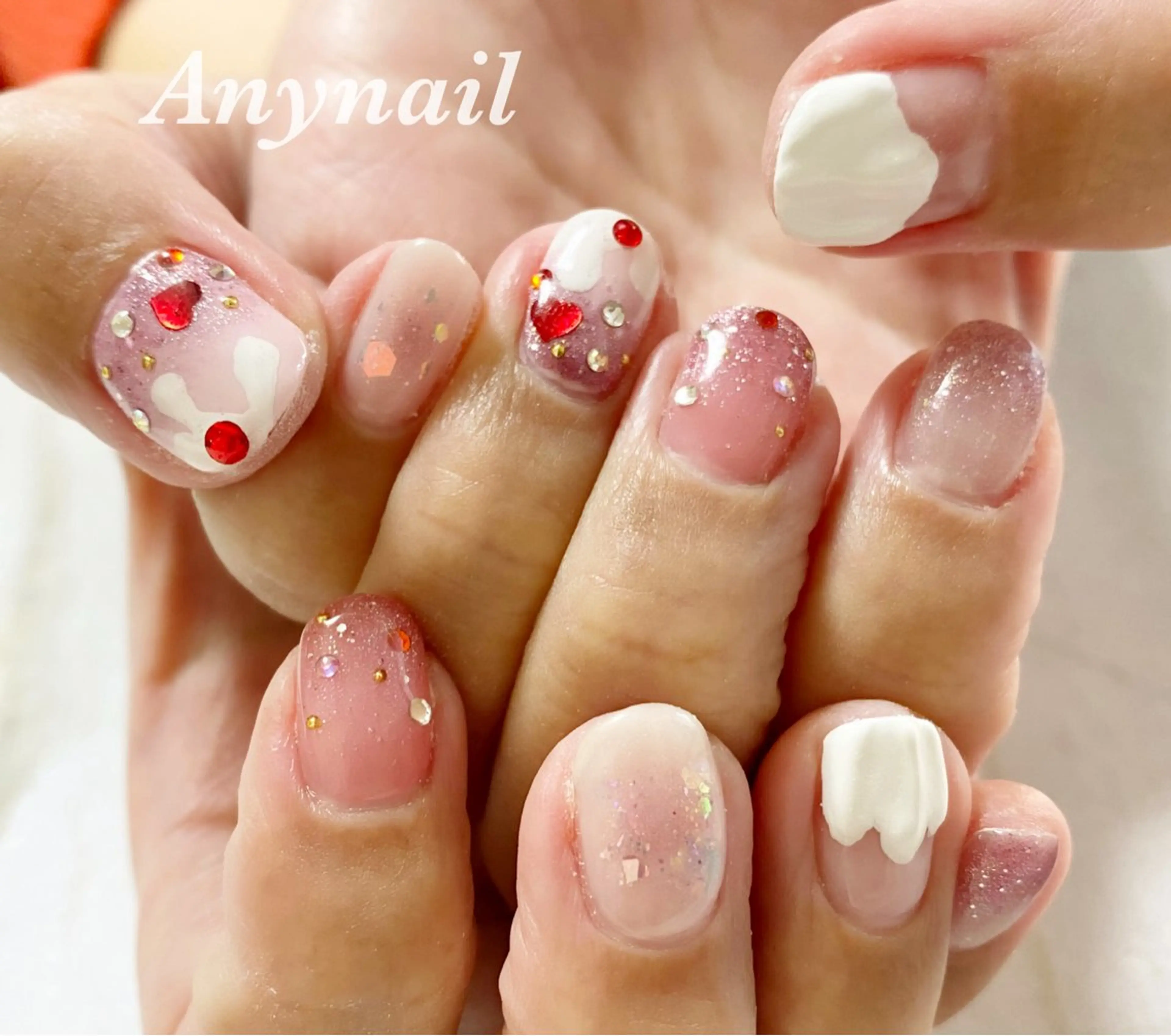 ネイル ブルー キラキラネイル マグネットネイル ピンク 岩澤 恵子のネイルデザイン