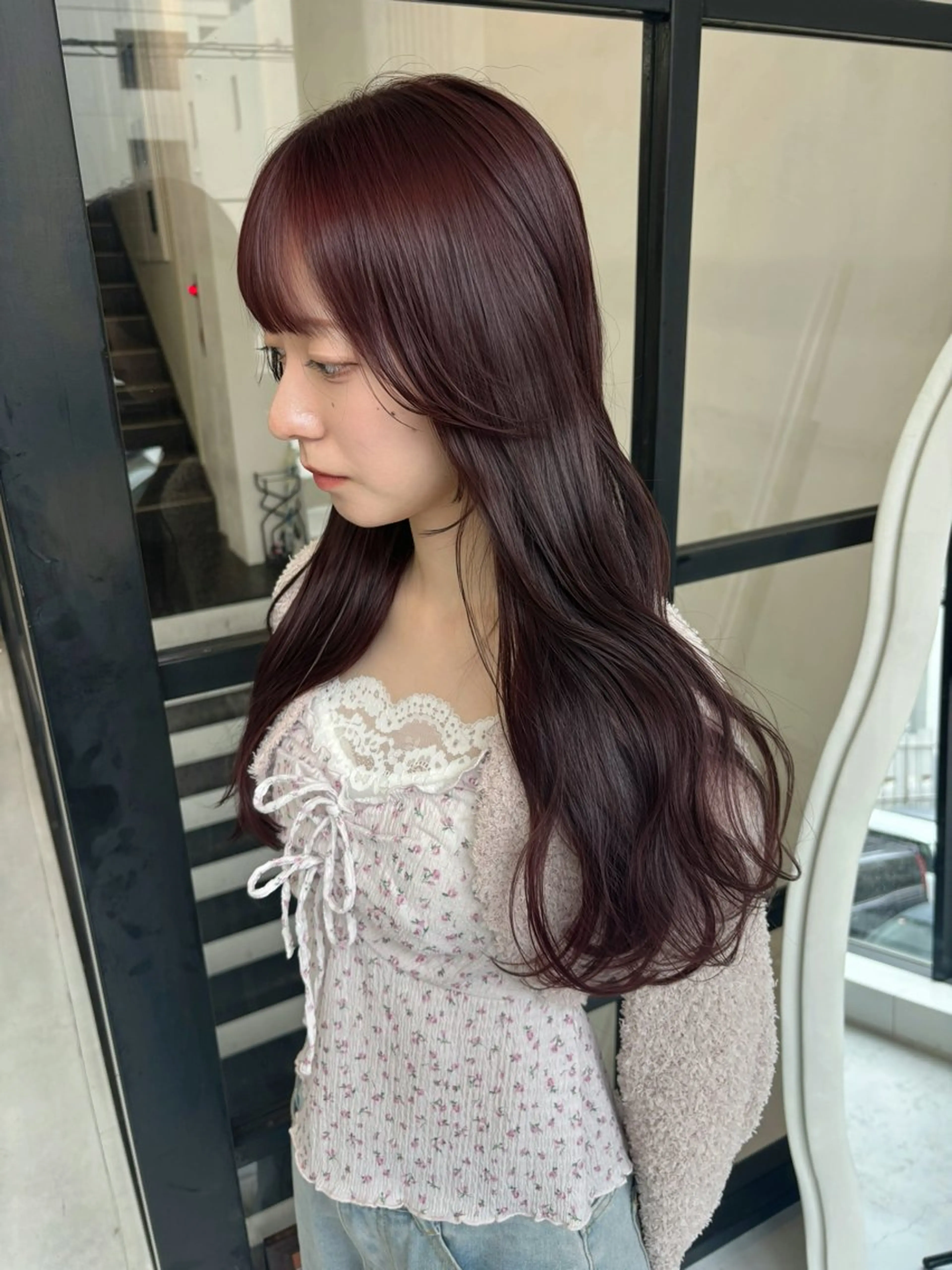 カラー ラベンダーカラー ピンクカラー MaisonHALU 松浦光咲のヘアスタイル