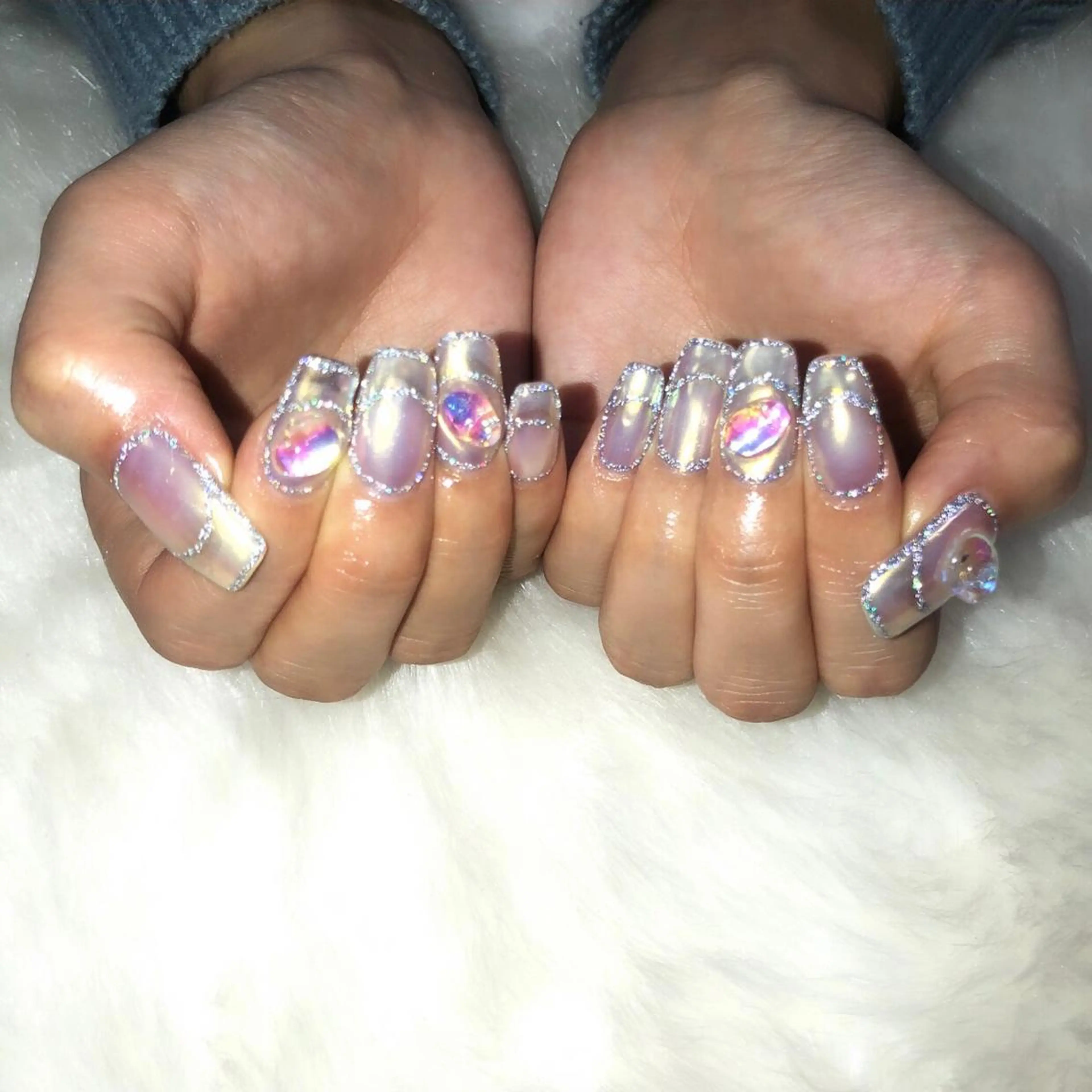 ネイル オーロラネイル フラッシュネイル ハンドネイル フットネイル ハンドケア Nes.Nail所属・Miyagi Asamiのネイルデザイン