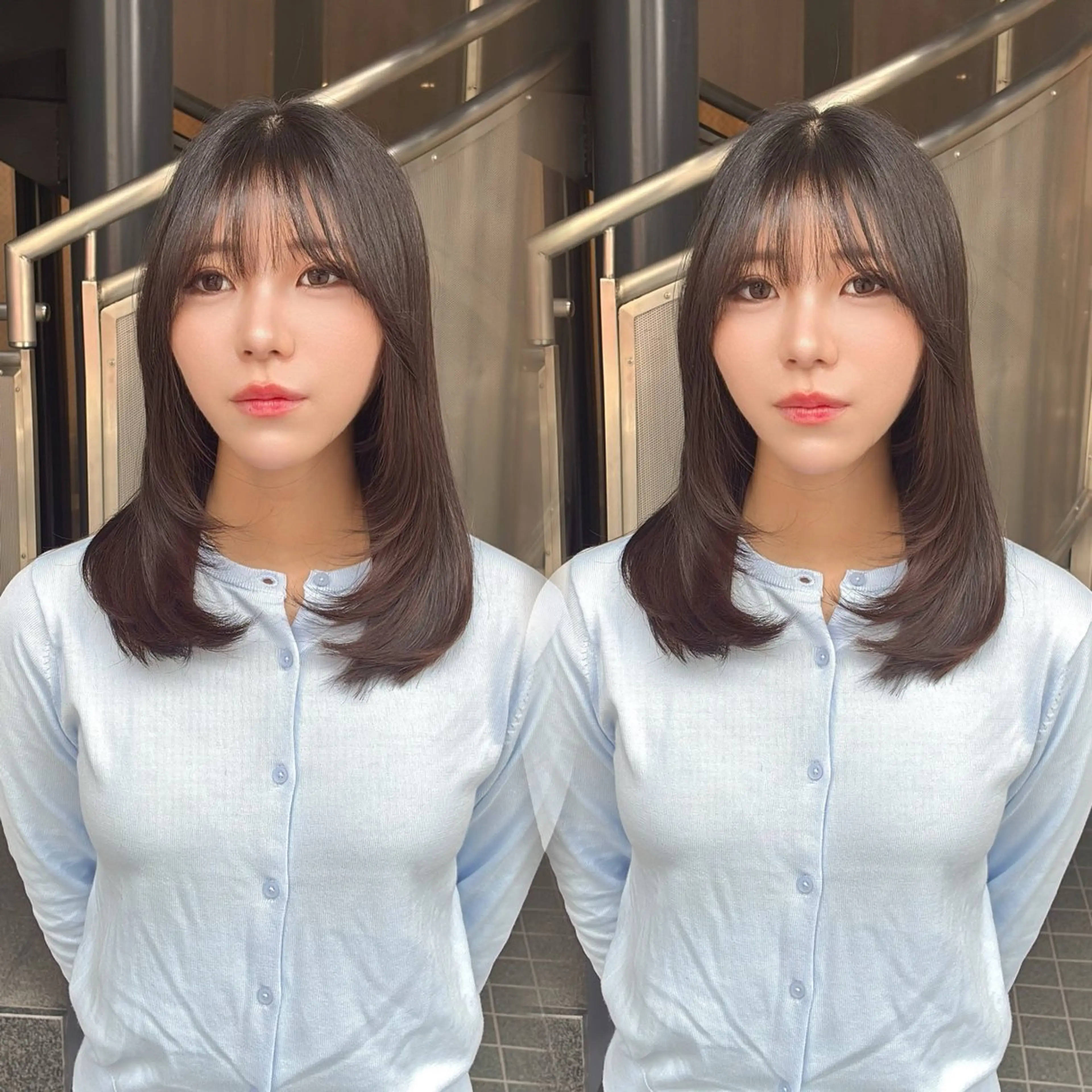 ミディアム レイヤーカット カット ヘアカラー calna 古賀 菜摘のヘアスタイル