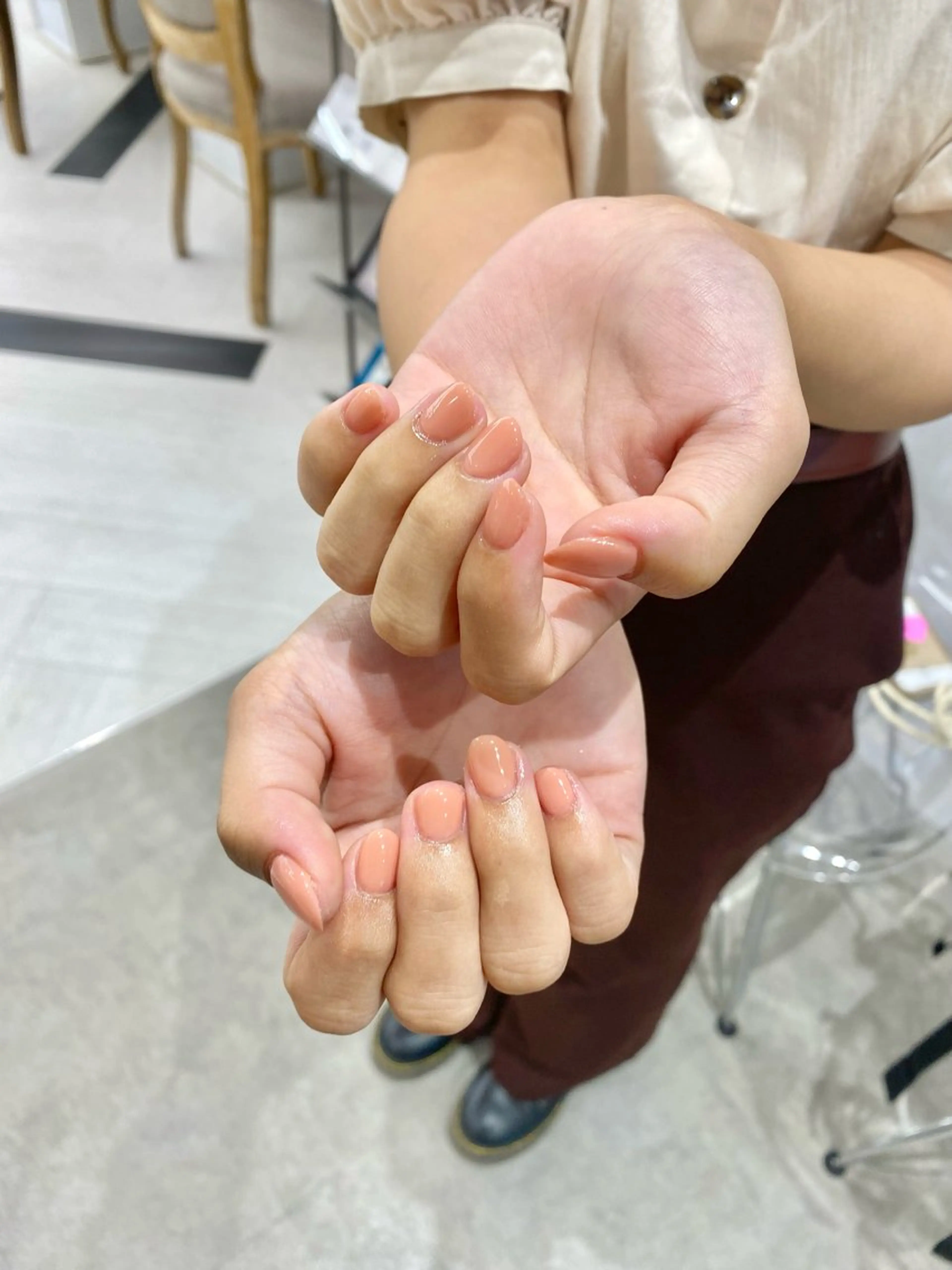 ネイル アートネイル ジェルネイル ワンカラーネイル パラジェル emu所属・けいこ🍊ニュアンス ネイル/個性派ネイルのネイルデザイン