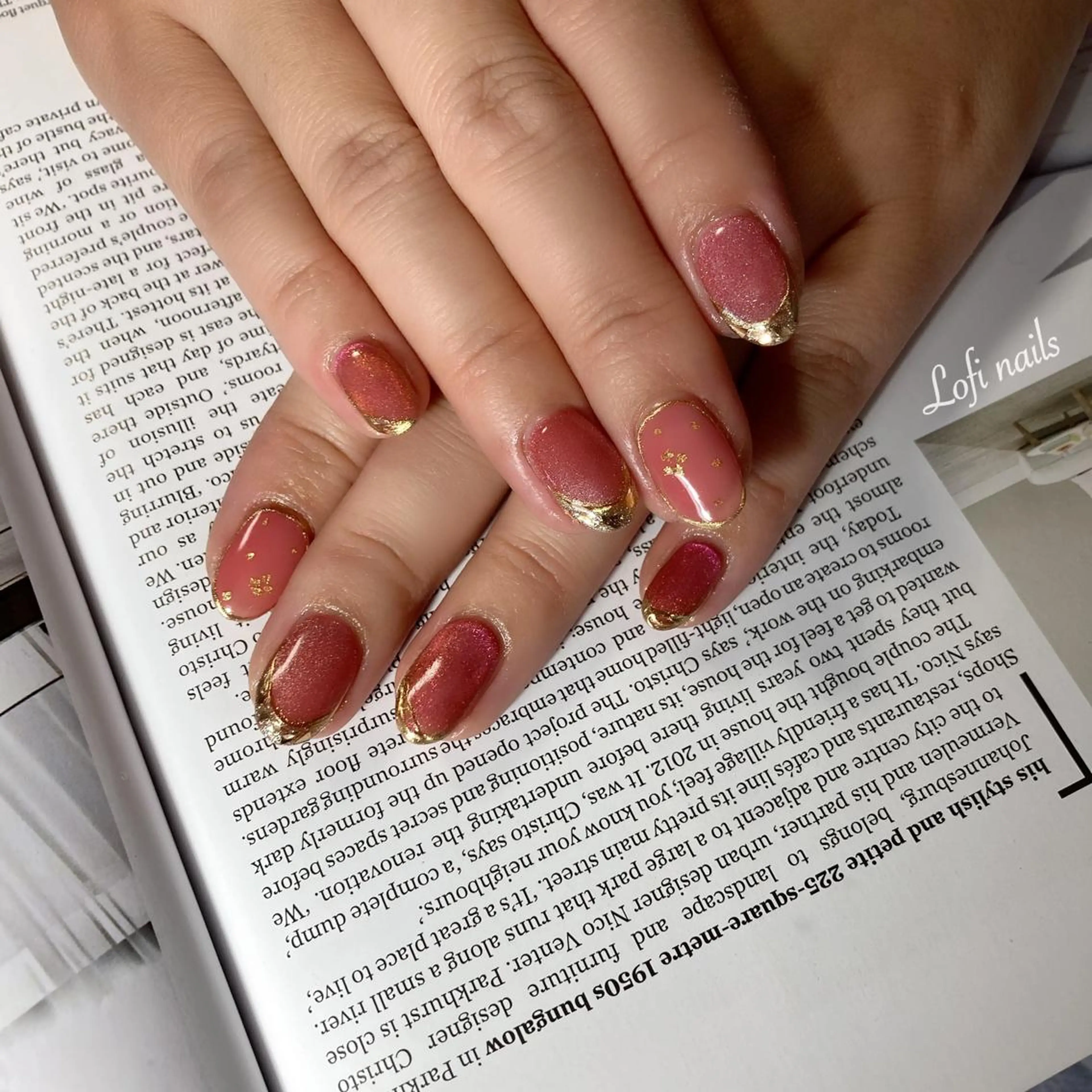 ミディアム ネイル フレンチネイル ガラスフレンチ Lofi nails ゆきこのネイルデザイン