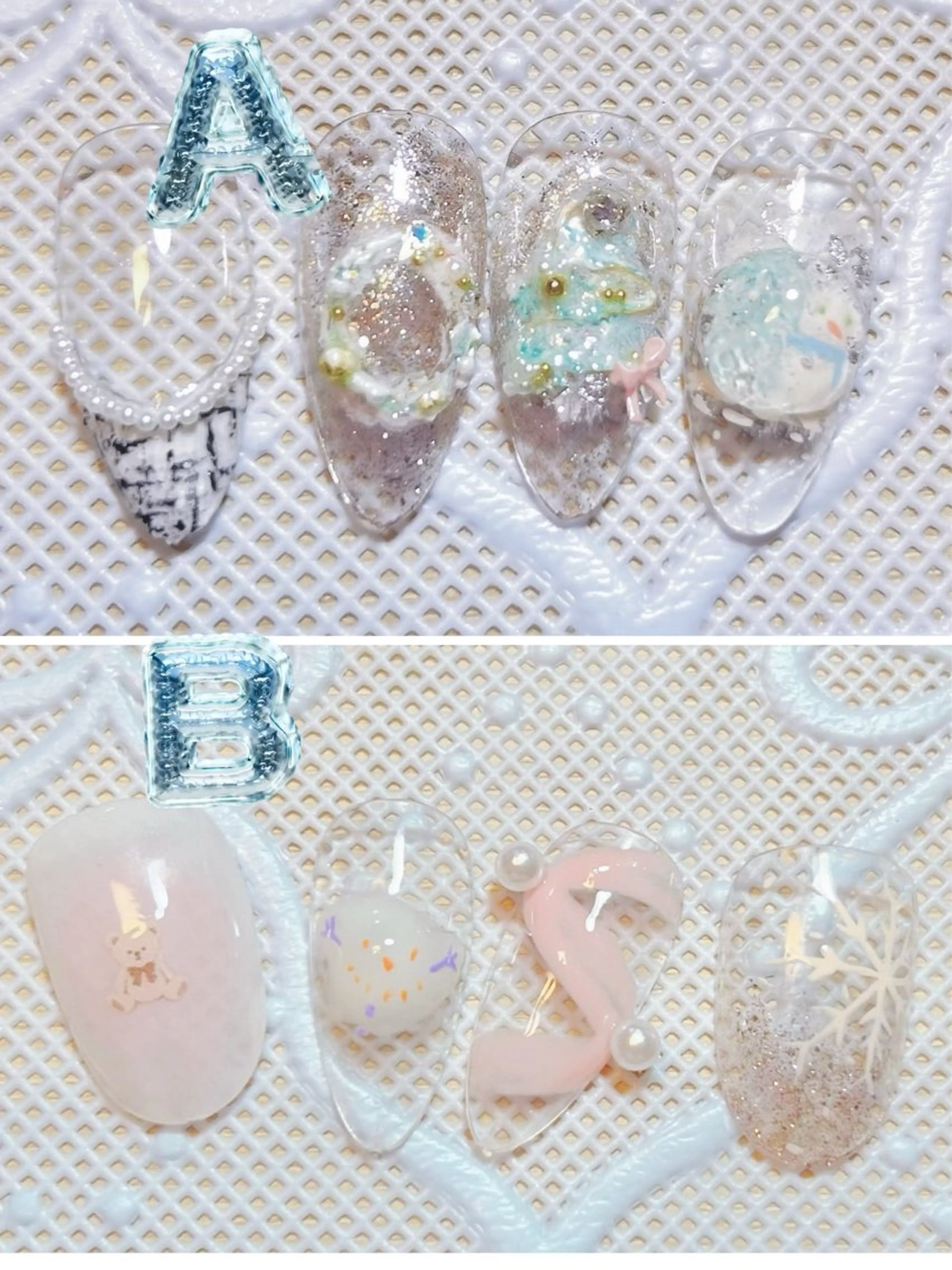 【聖夜限定🎄】Aから1本・Bから1本選べる♡透明感×冬ネイルコースの写真