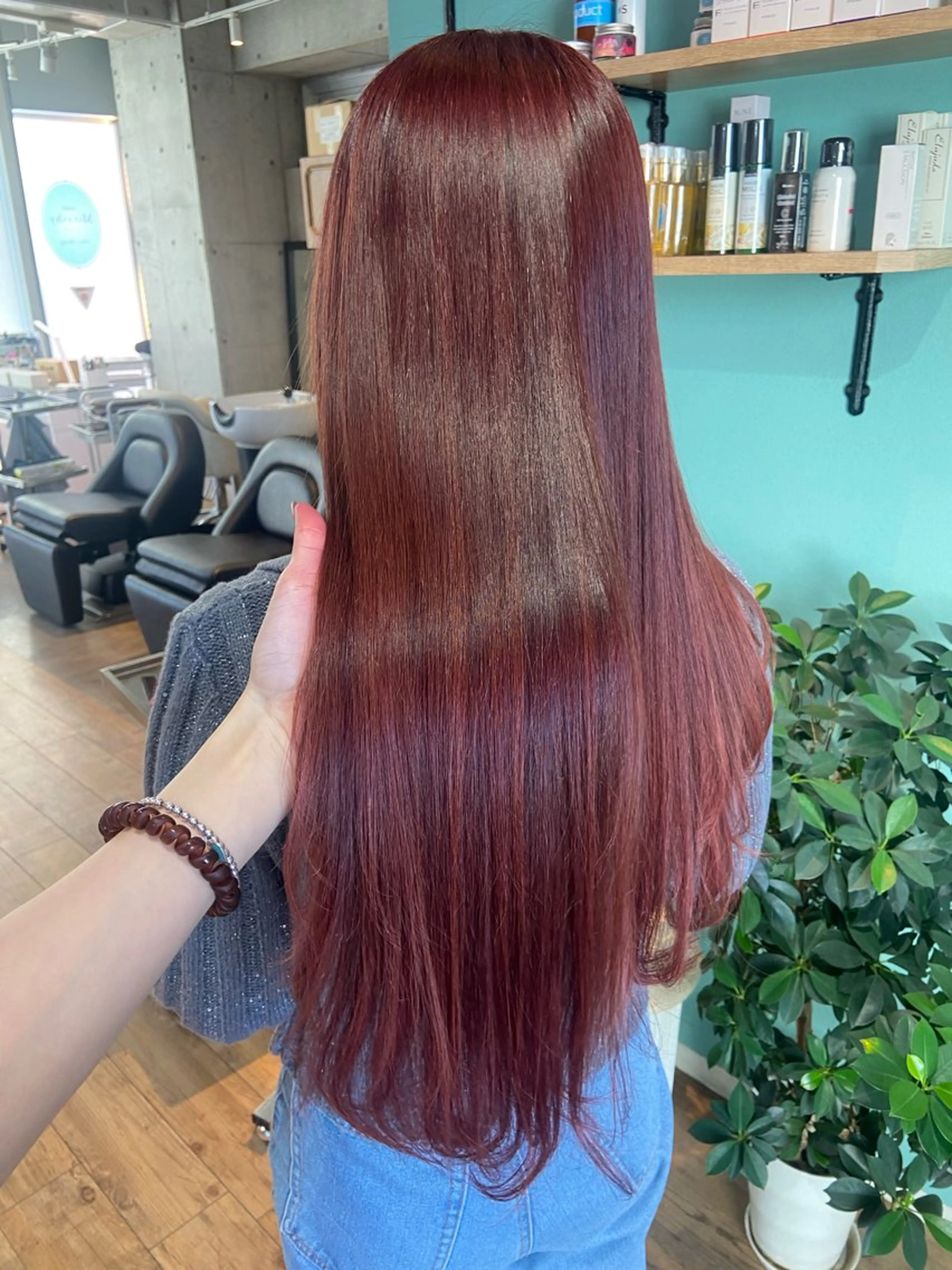 ロング カラー ブラウンカラー レッドカラー レッドブラウン ヘアカラー トリートメント 🧸プルエクステ❤︎ ネイルKAO🧸のヘアスタイル