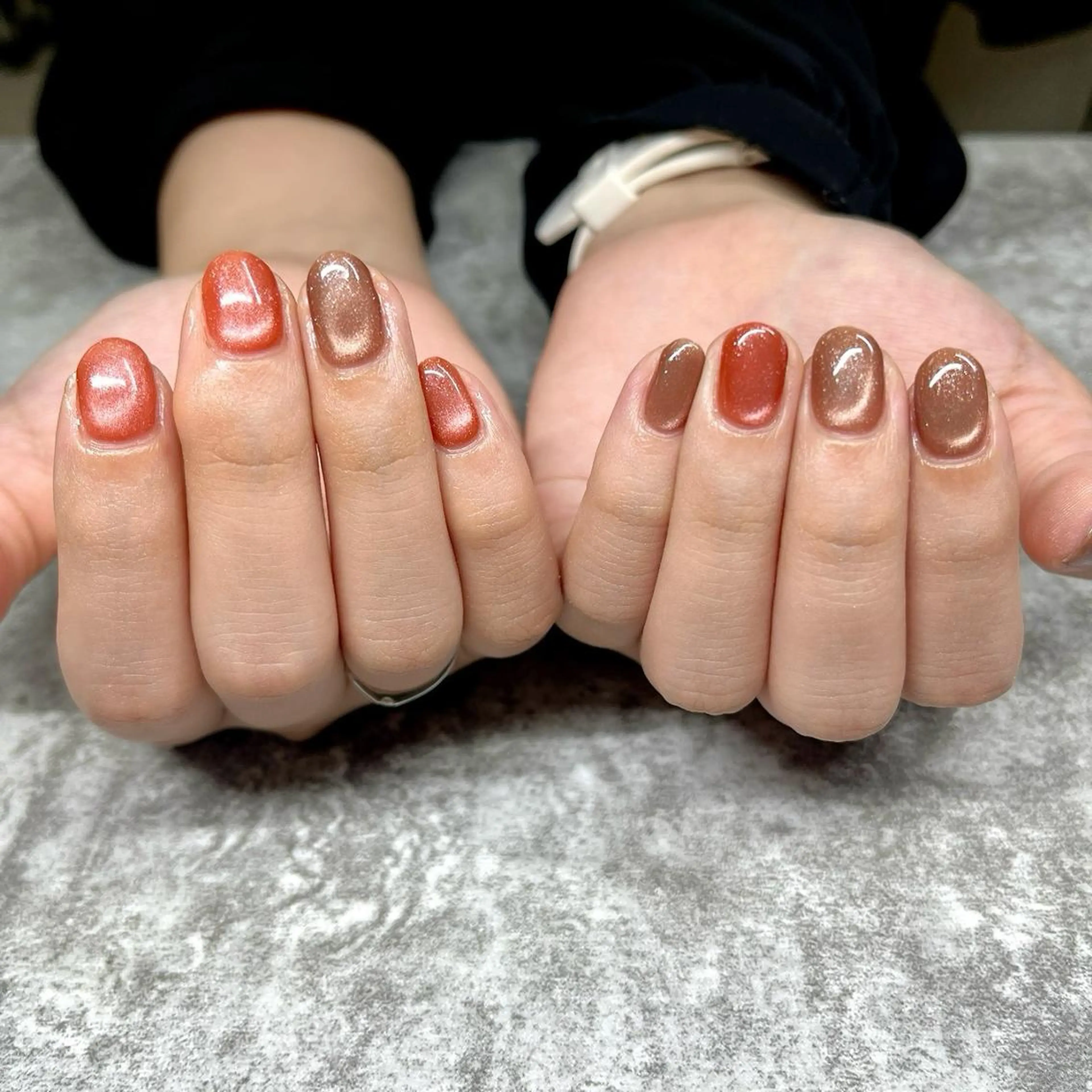 ネイル オーロラネイル ボルドー クリアネイル フラッシュネイル フットネイル Rabe nail ラーベネイルのネイルデザイン