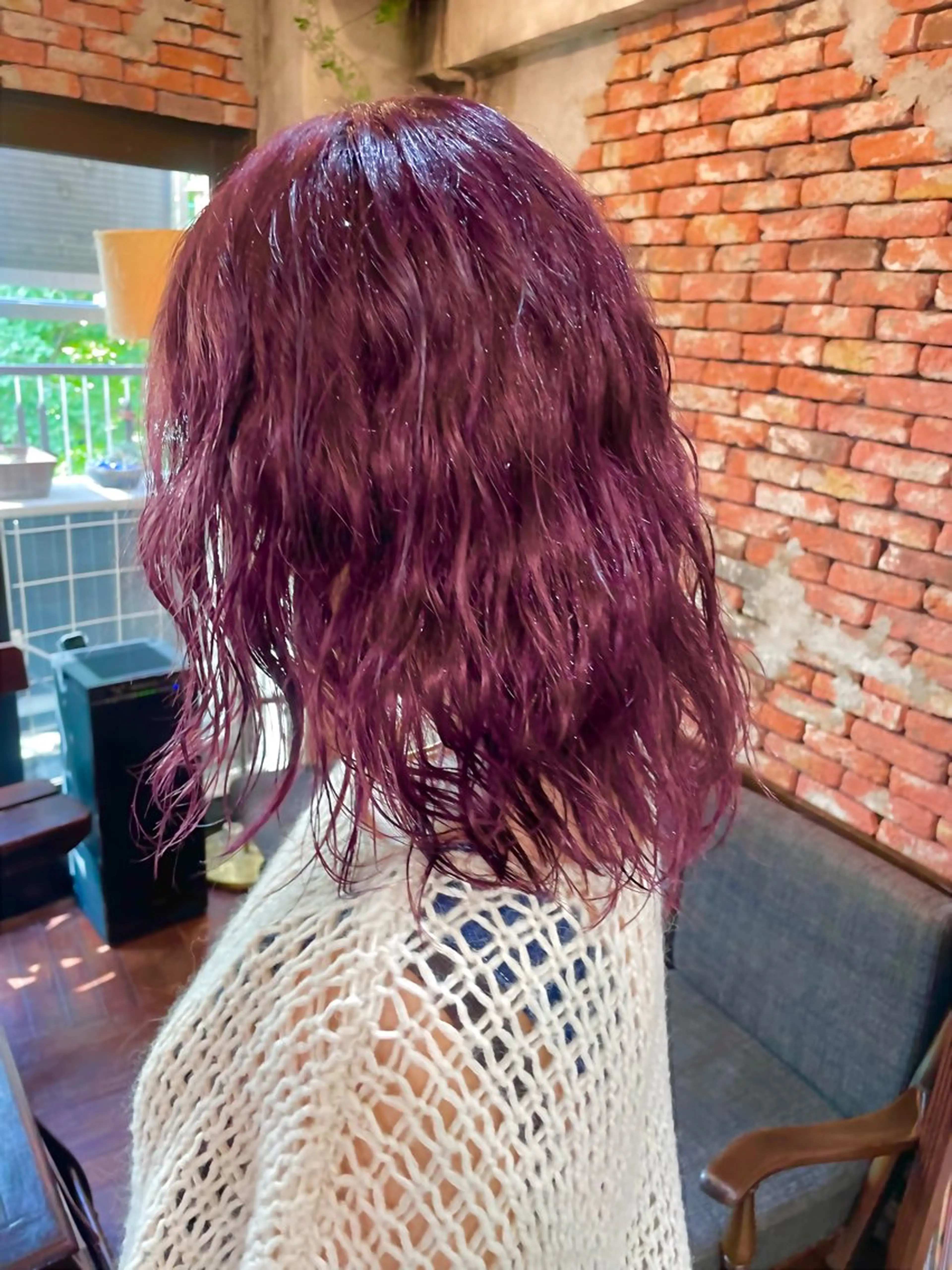 カラー パーマ ピンクカラー 片野 心愛のヘアスタイル