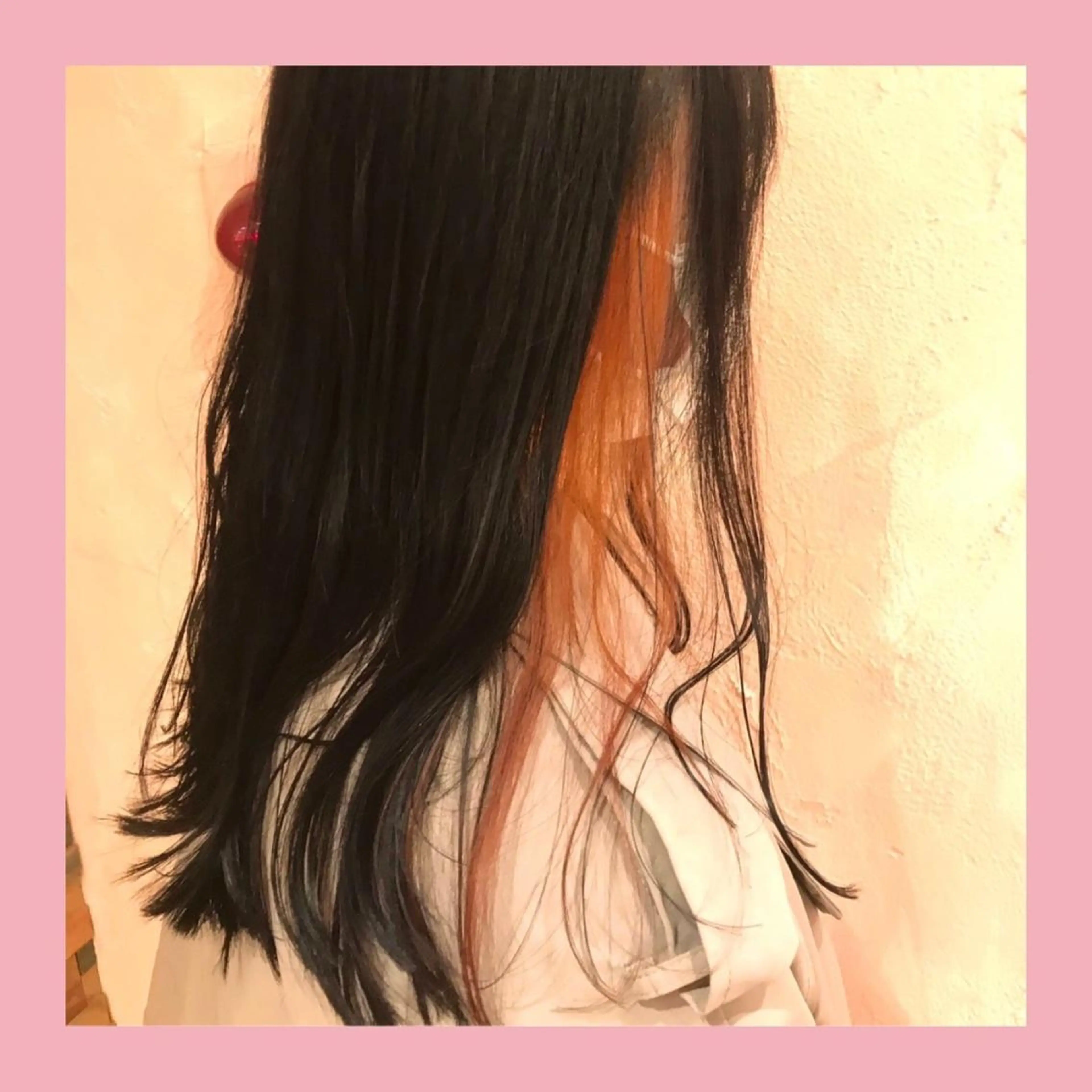 ロング カラー イヤリングカラー オレンジ カット ヘアカラー トリートメント 半個室サロンMimu所属・半個室サロンMimu 🐥kana🐥のヘアスタイル