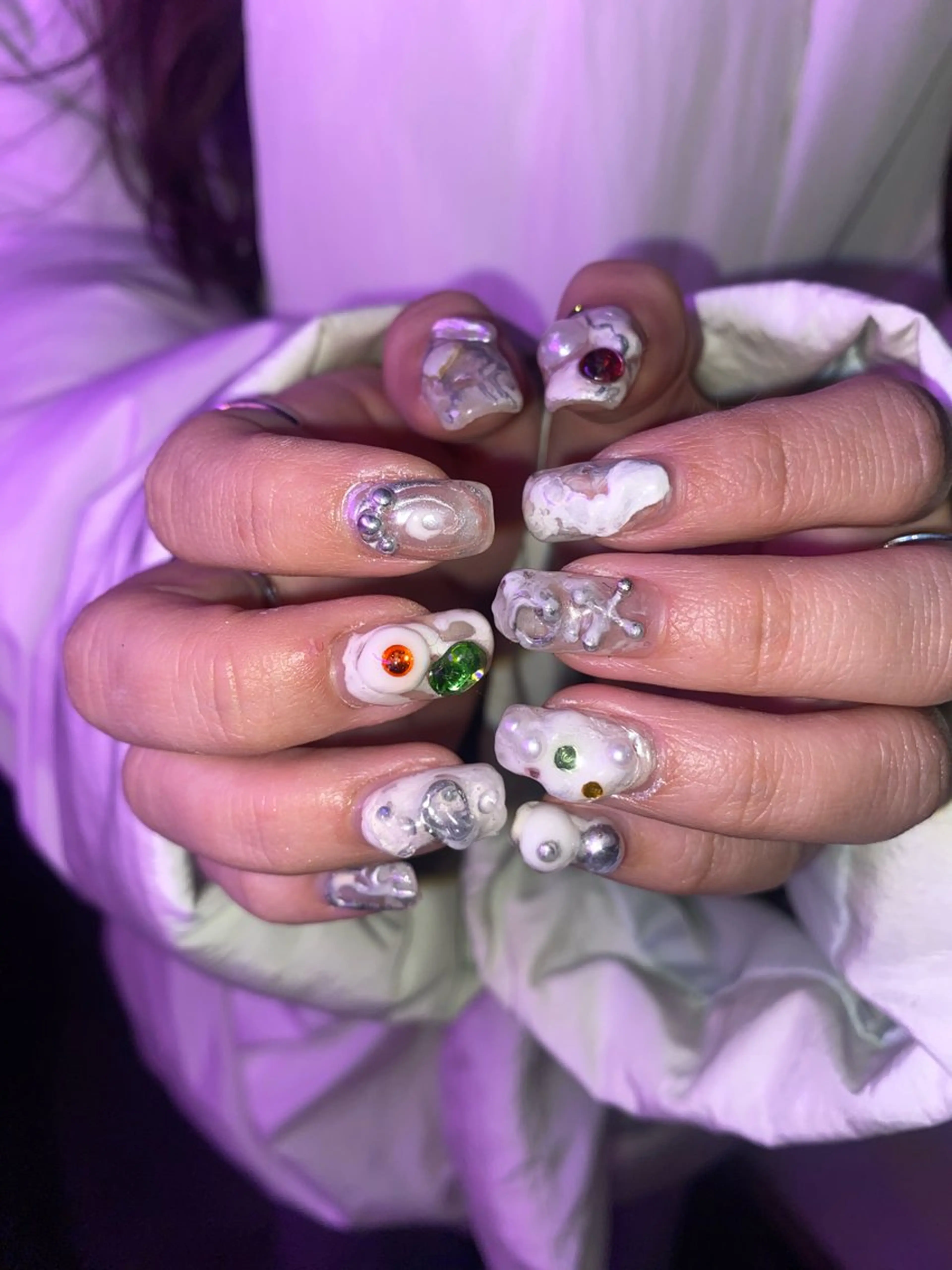 ネイル ホワイト .unff所属・hana (..)個 性派/メンズネイル◎のネイルデザイン