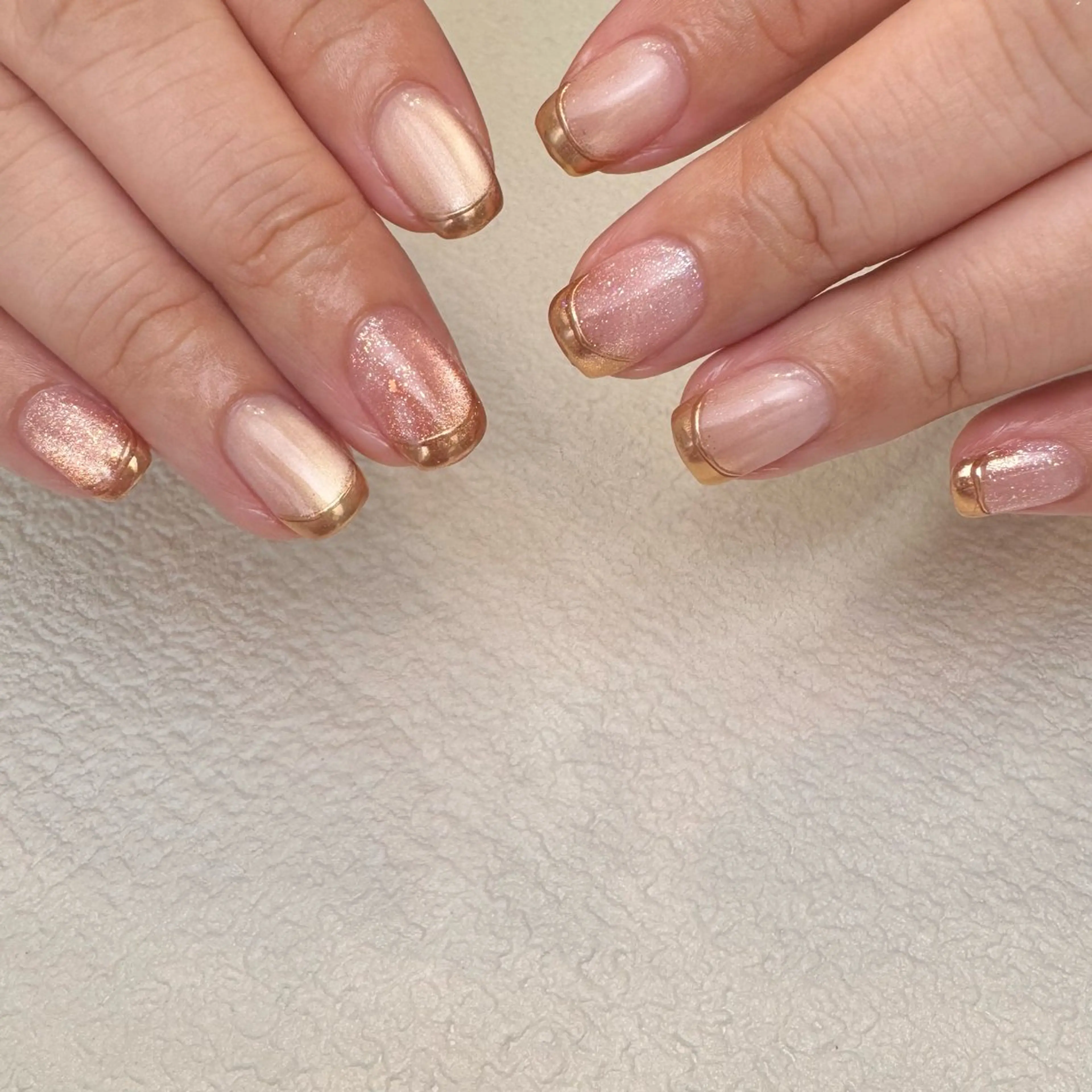 ネイル フレンチネイル ゴールド マグネットネイル ハンドネイル ハンドケア Colorer'me クロレミーのネイルデザイン