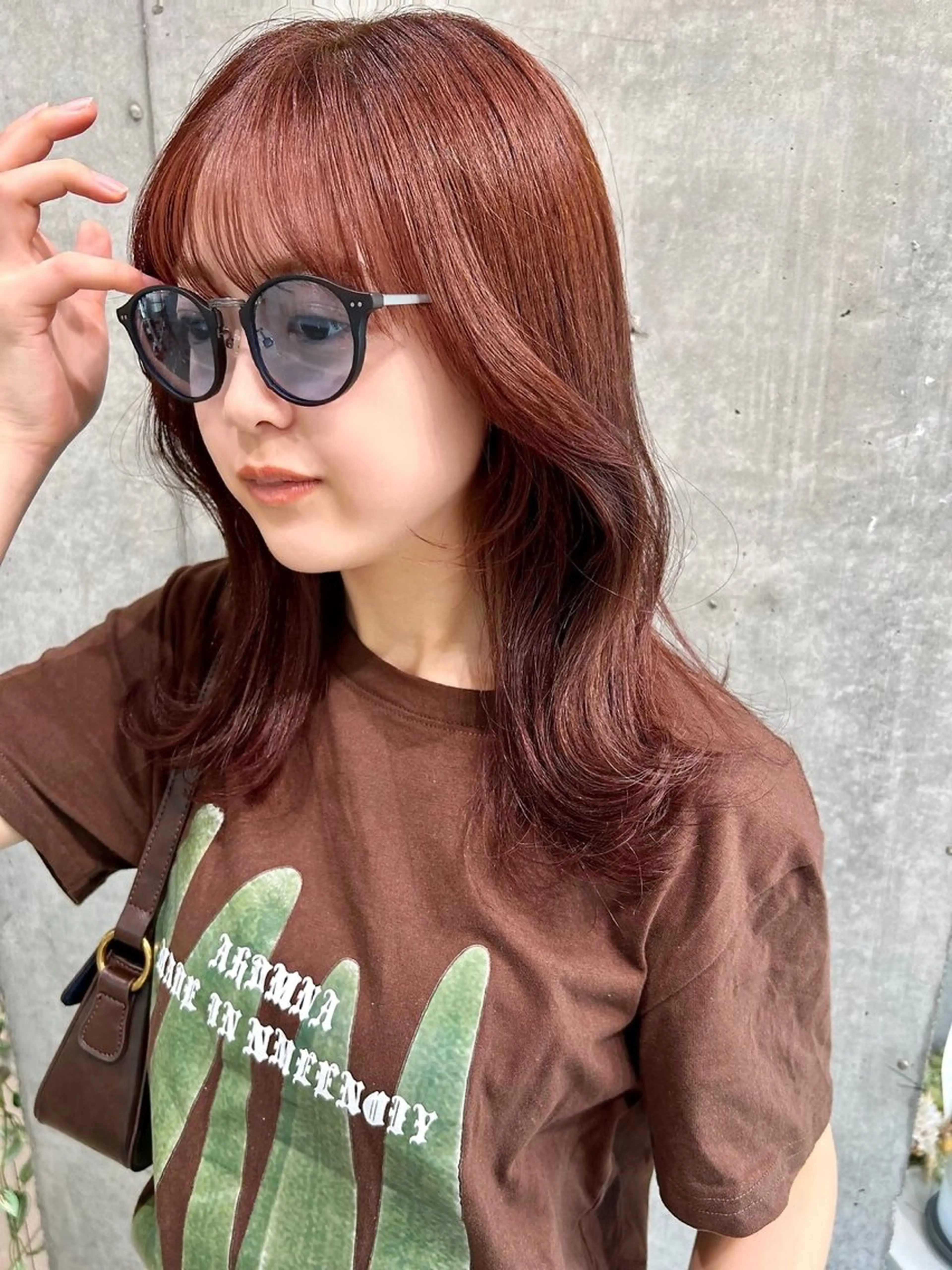 セミロング ヘアカラー 🎀ིྀ暖色カラー/ 髪質改善/みどりのヘアスタイル