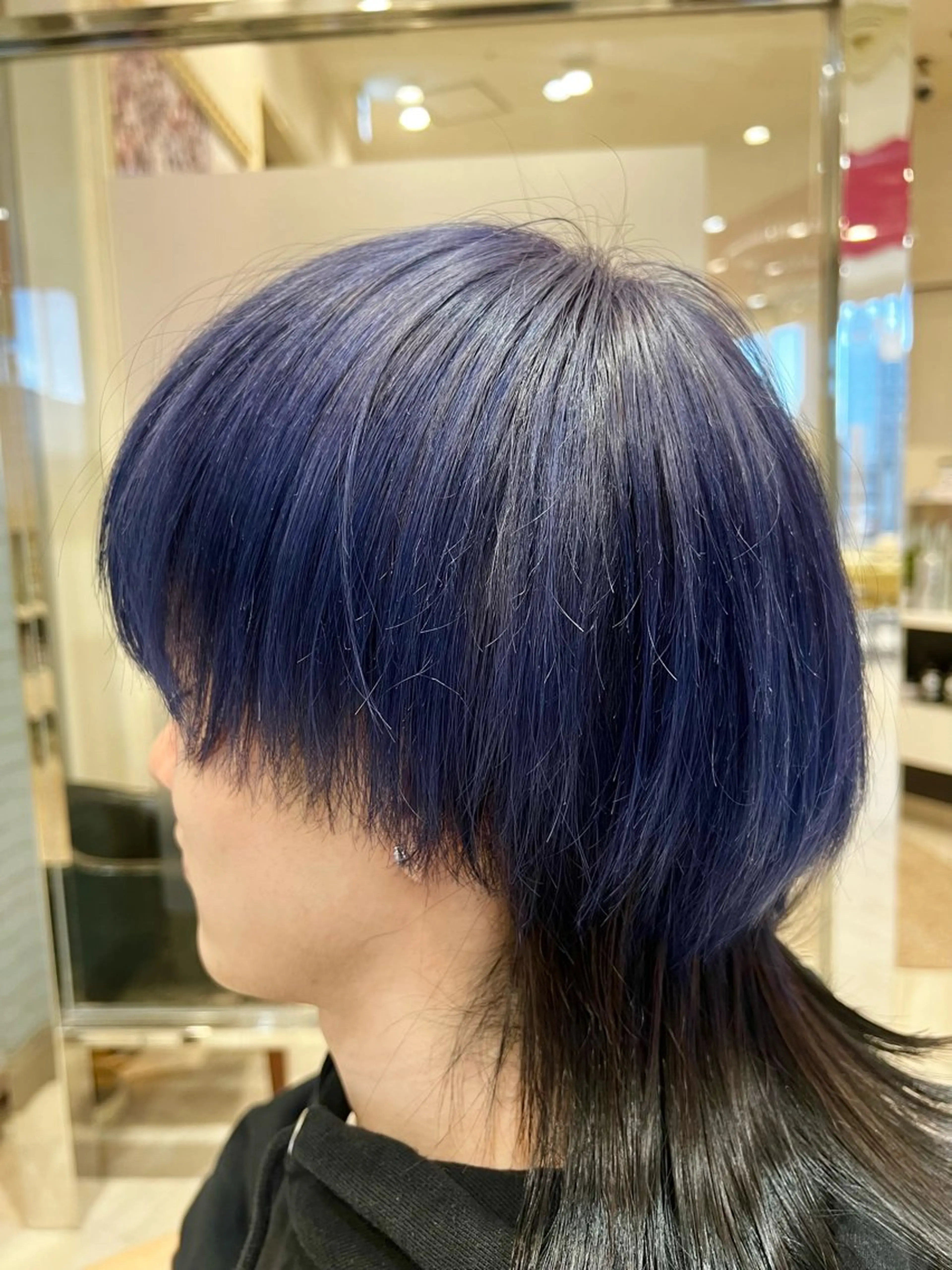 ミディアム カラー ブリーチ ブルーカラー ブルーバイオレット バイオレットカラー カット ヘアカラー メンズ特化☝️添田 好恵のヘアスタイル