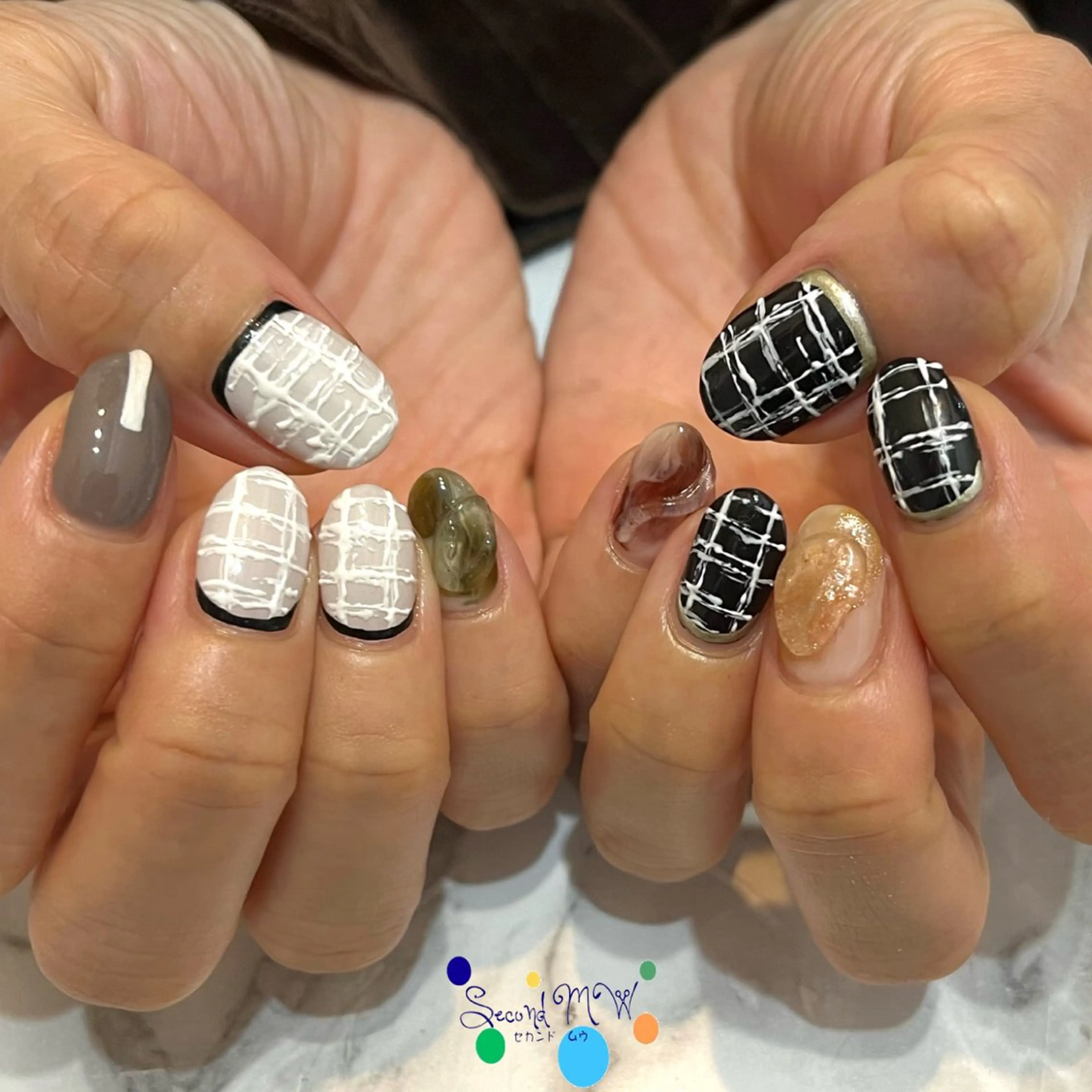 ネイル ジェルネイル ツイードネイル 冬ネイル ハンドネイル Second   MW所属・SecondMW _nail 　川連のネイルデザイン